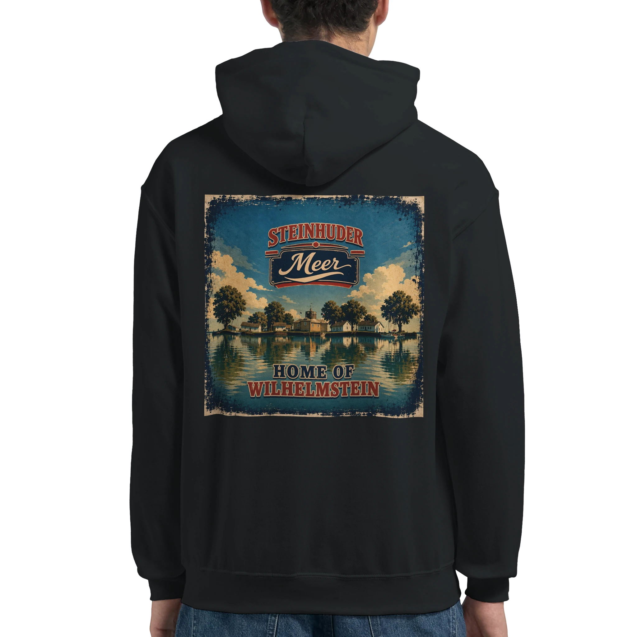 Hoodie in Weiß mit Motiv „Insel Wilhelmstein“