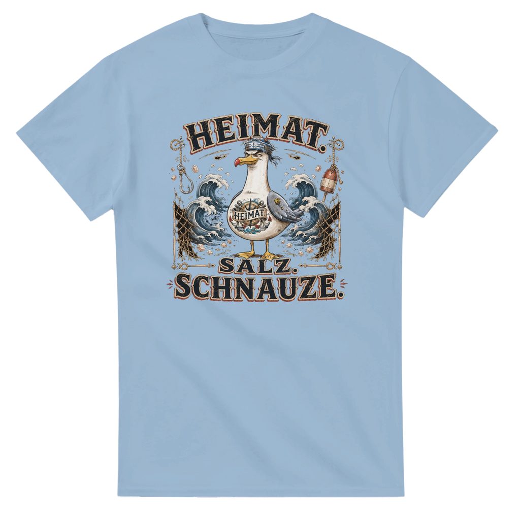 T-Shirt in Natur mit Motiv „Heimat Salz Schnauze Möwe“