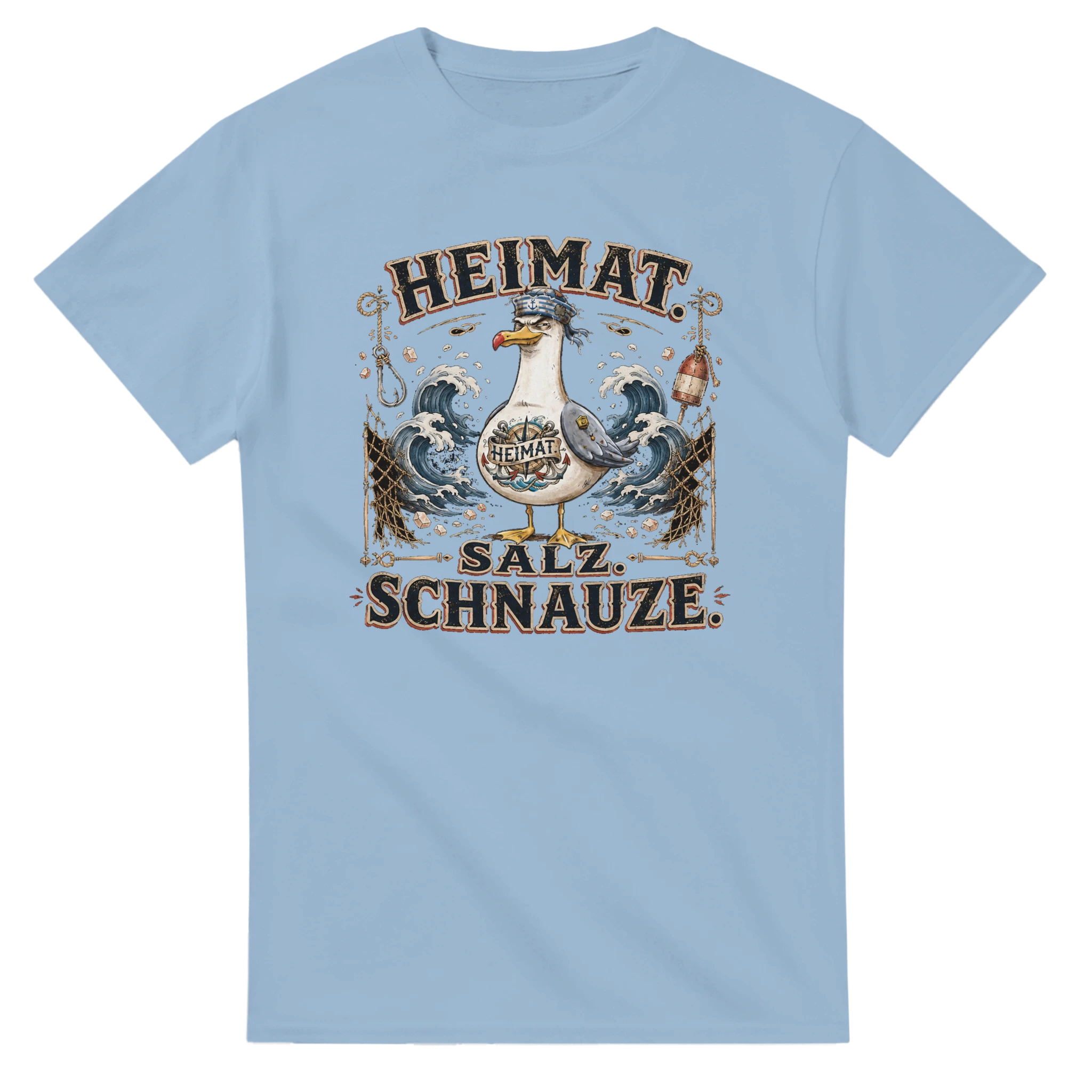 T-Shirt in Natur mit Motiv „Heimat Salz Schnauze Möwe“