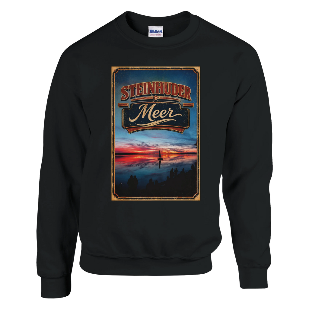 Pullover in Aschgrau mit Motiv „Sunset und Segler am Wilhelmstein – Steinhuder Meer“