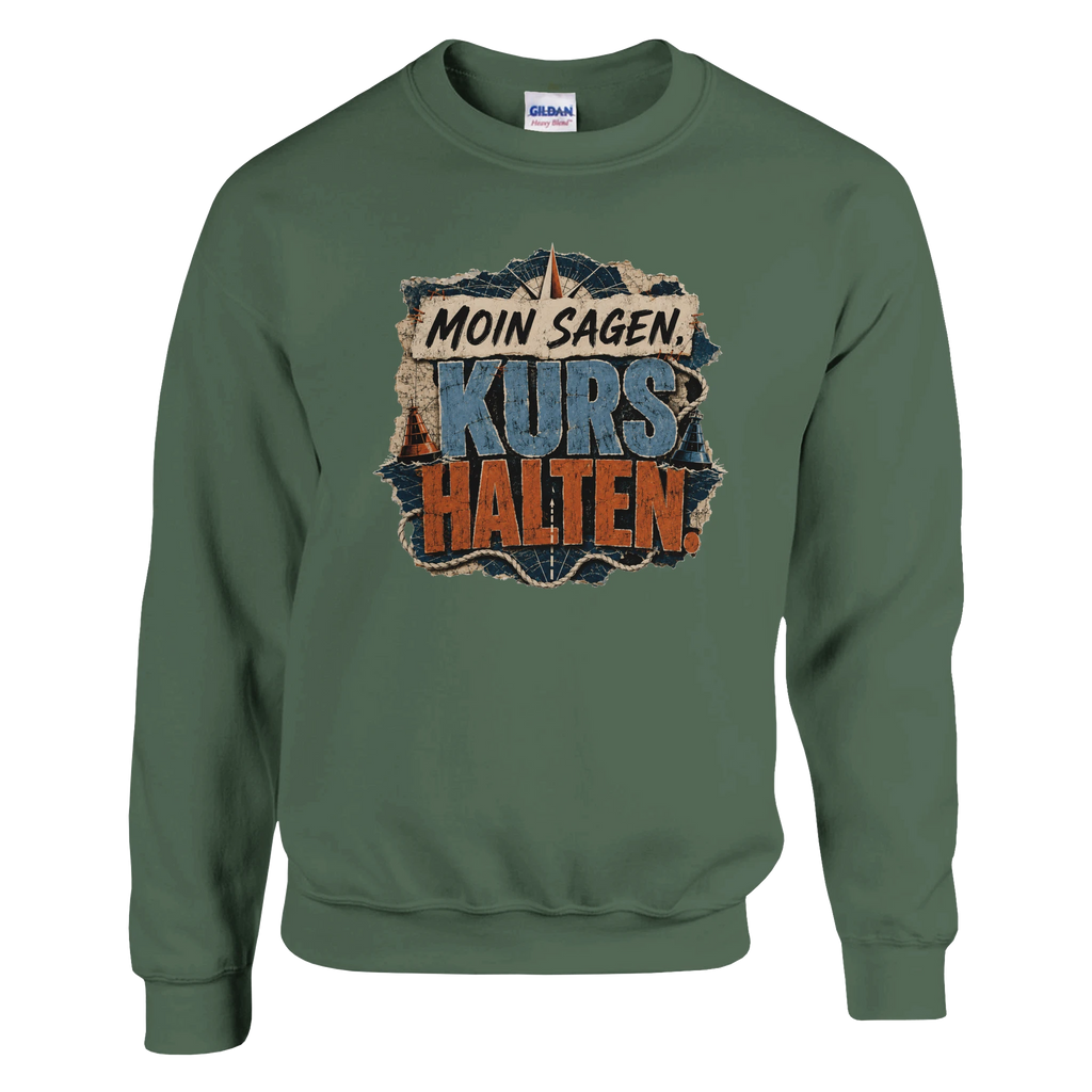 Pullover in Weiß mit Motiv „Moin sagen. Kurs halten.“