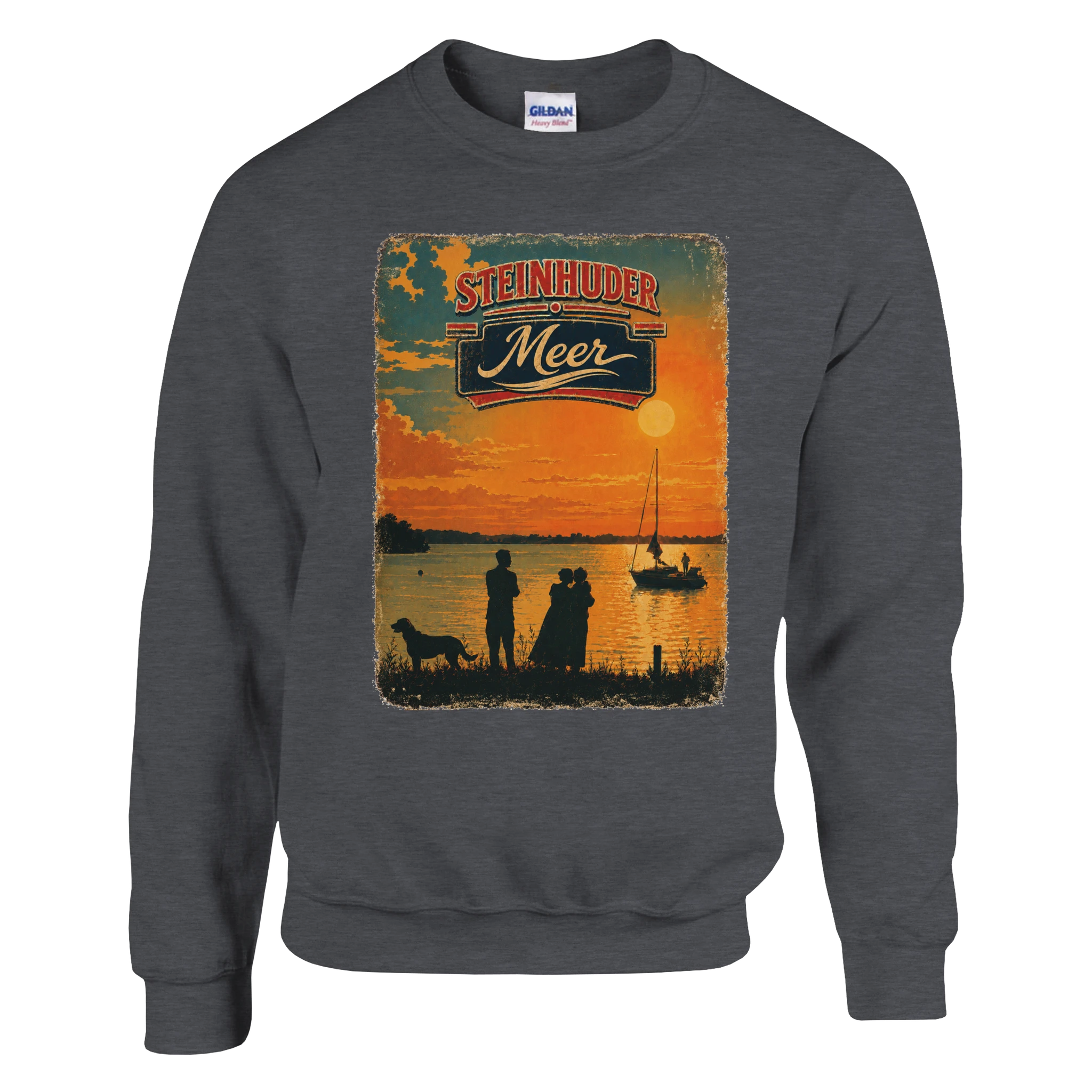 Pullover in Weiß mit Motiv „Familie beim Sunset“