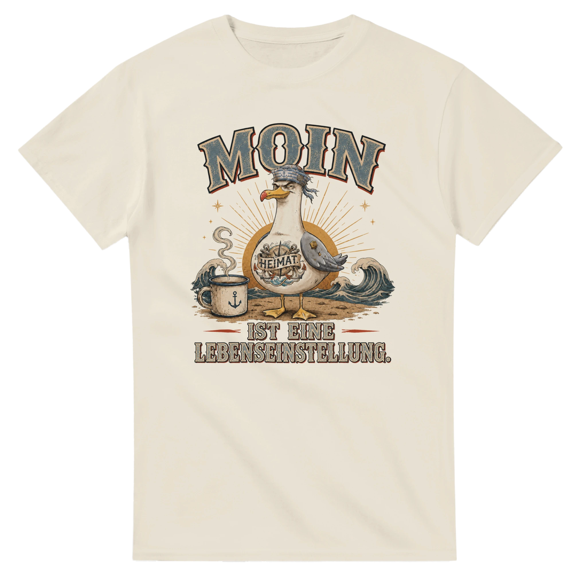 T-Shirt in Weiß mit Motiv „Moin ist eine Lebenseinstellung“