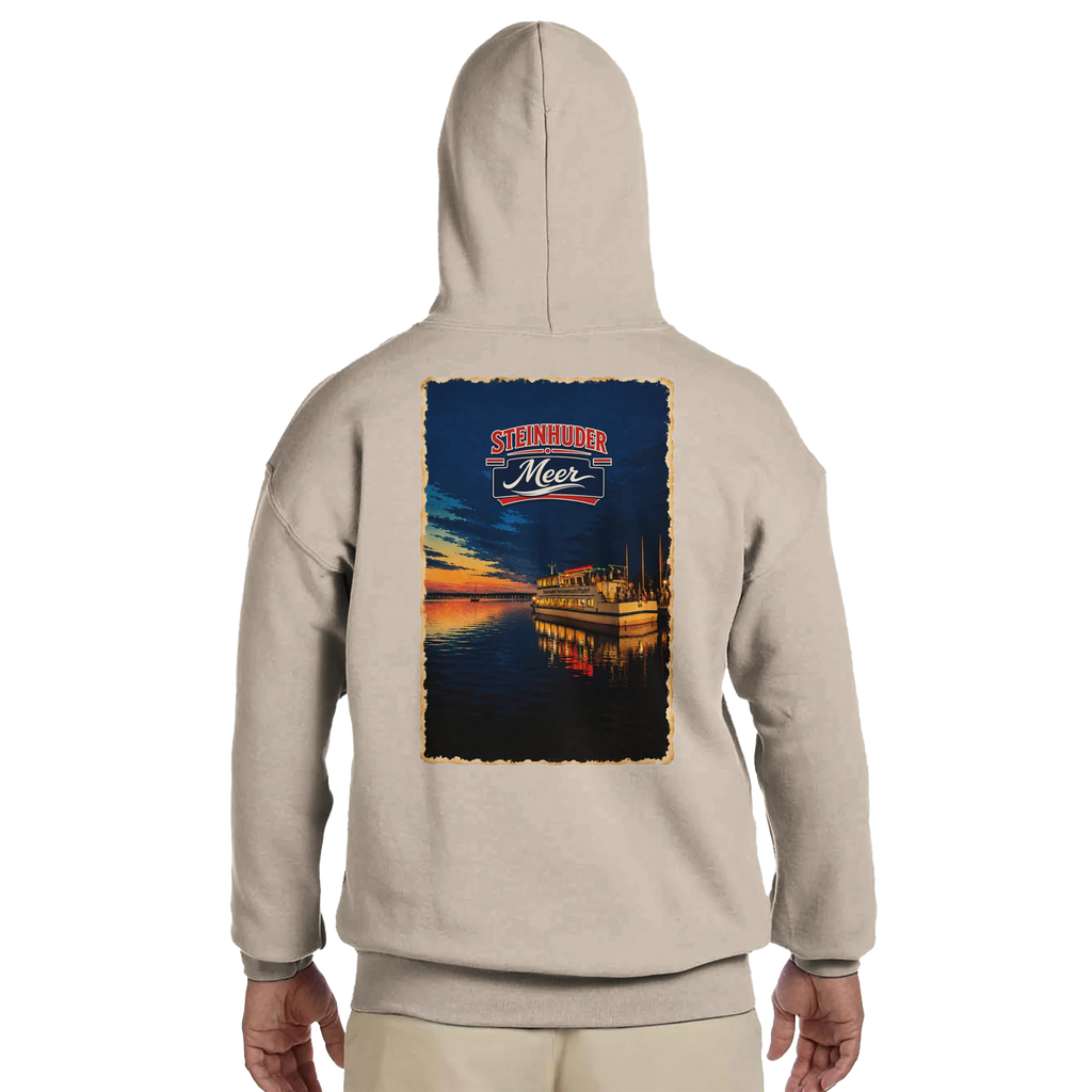 Hoodie in Aschgrau mit Motiv „MS Steinhude Abendstimmung“