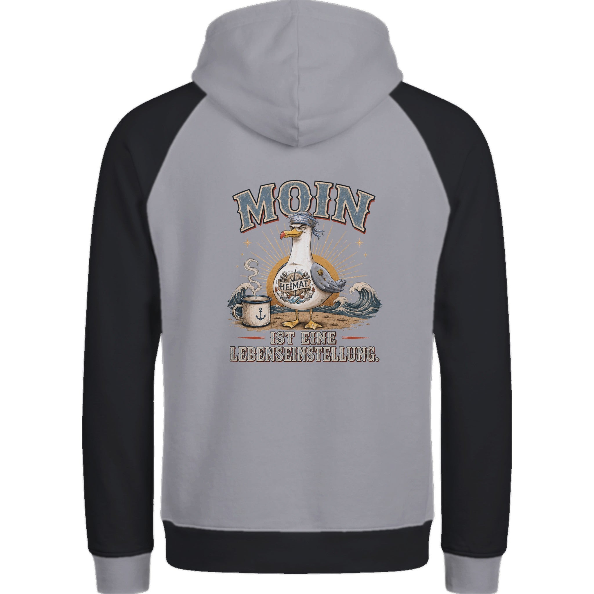 Hoodie in Ton mit Motiv „Moin ist eine Lebenseinstellung Möwe“