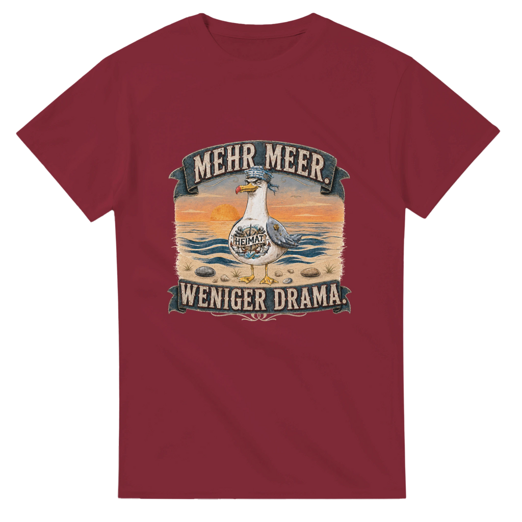 T-Shirt in Natur mit Motiv „Mehr Meer. Weniger Drama.“