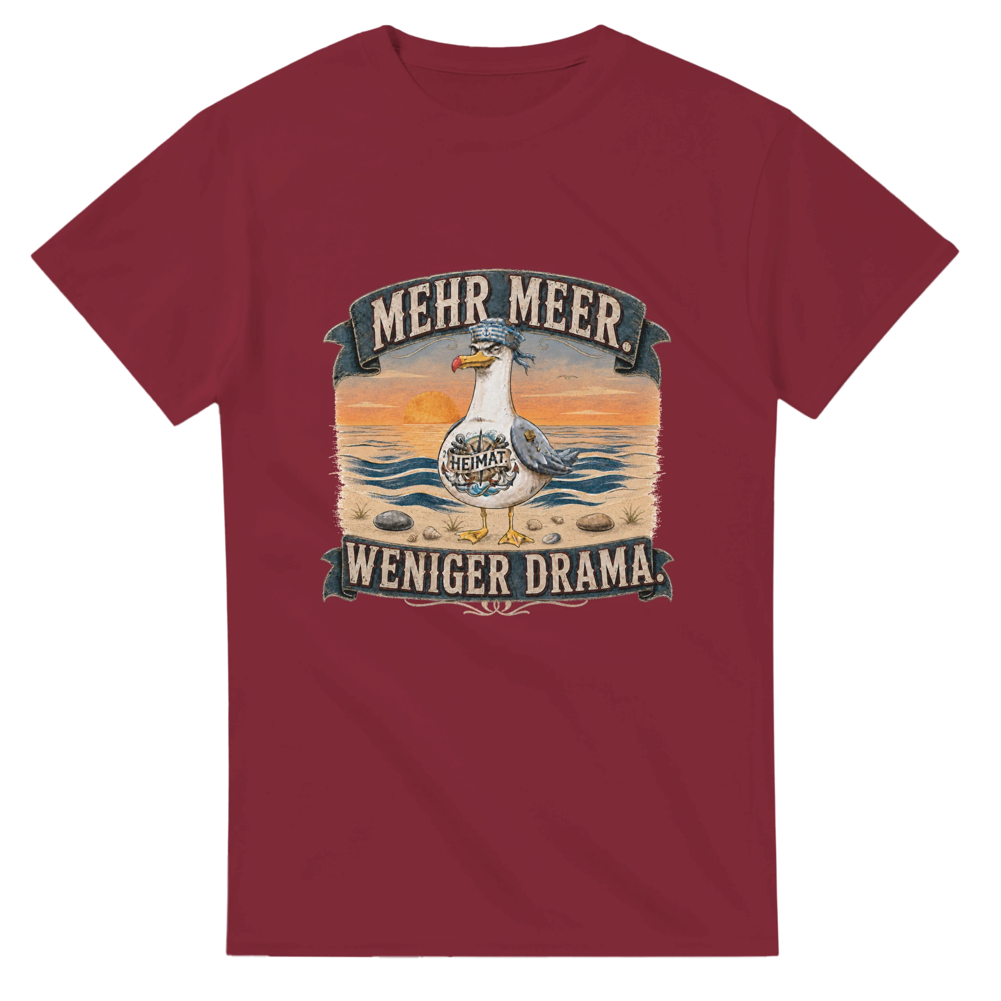 T-Shirt in Natur mit Motiv „Mehr Meer. Weniger Drama.“