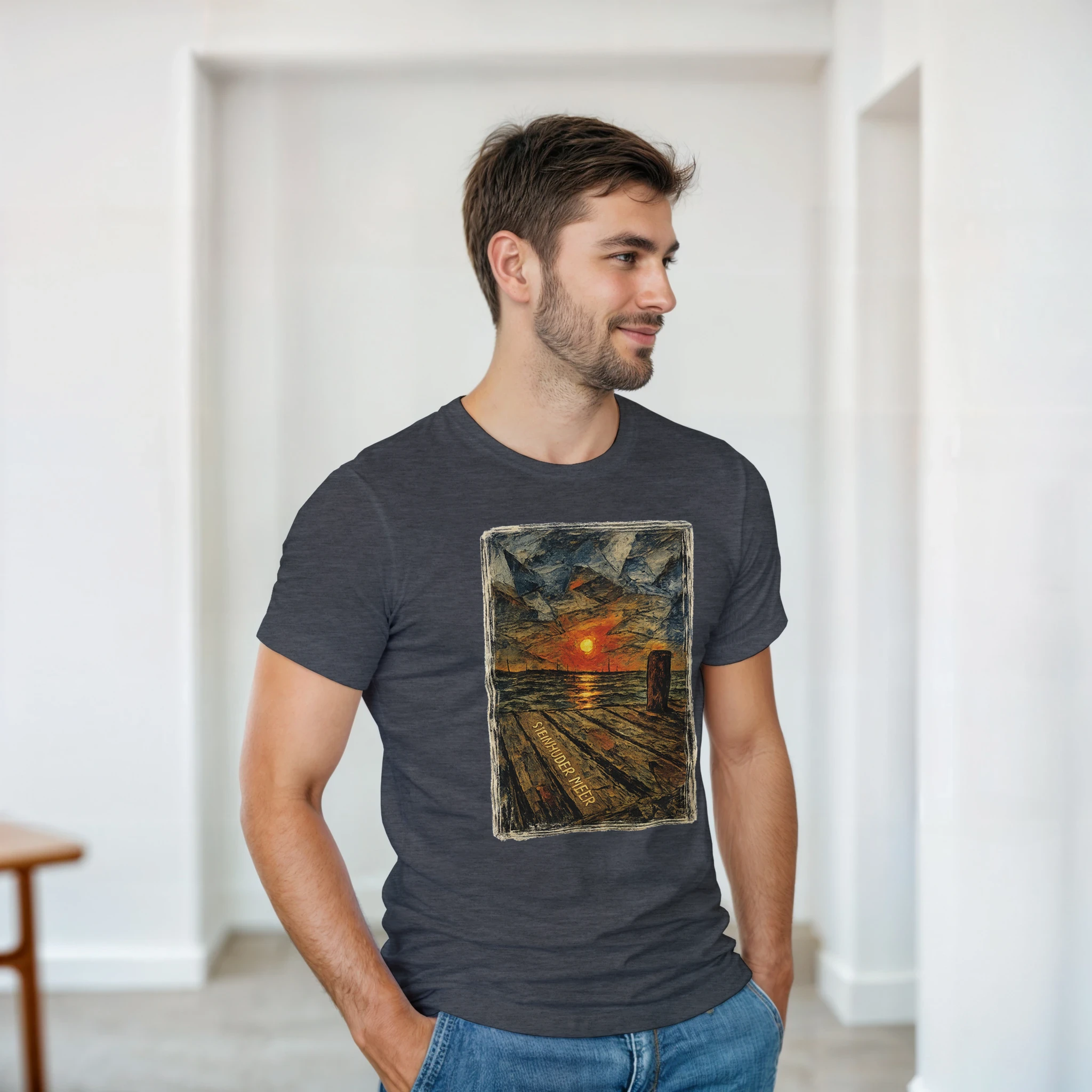 T-Shirt in Natur mit Motiv „Steinhuder Meer Kunst“