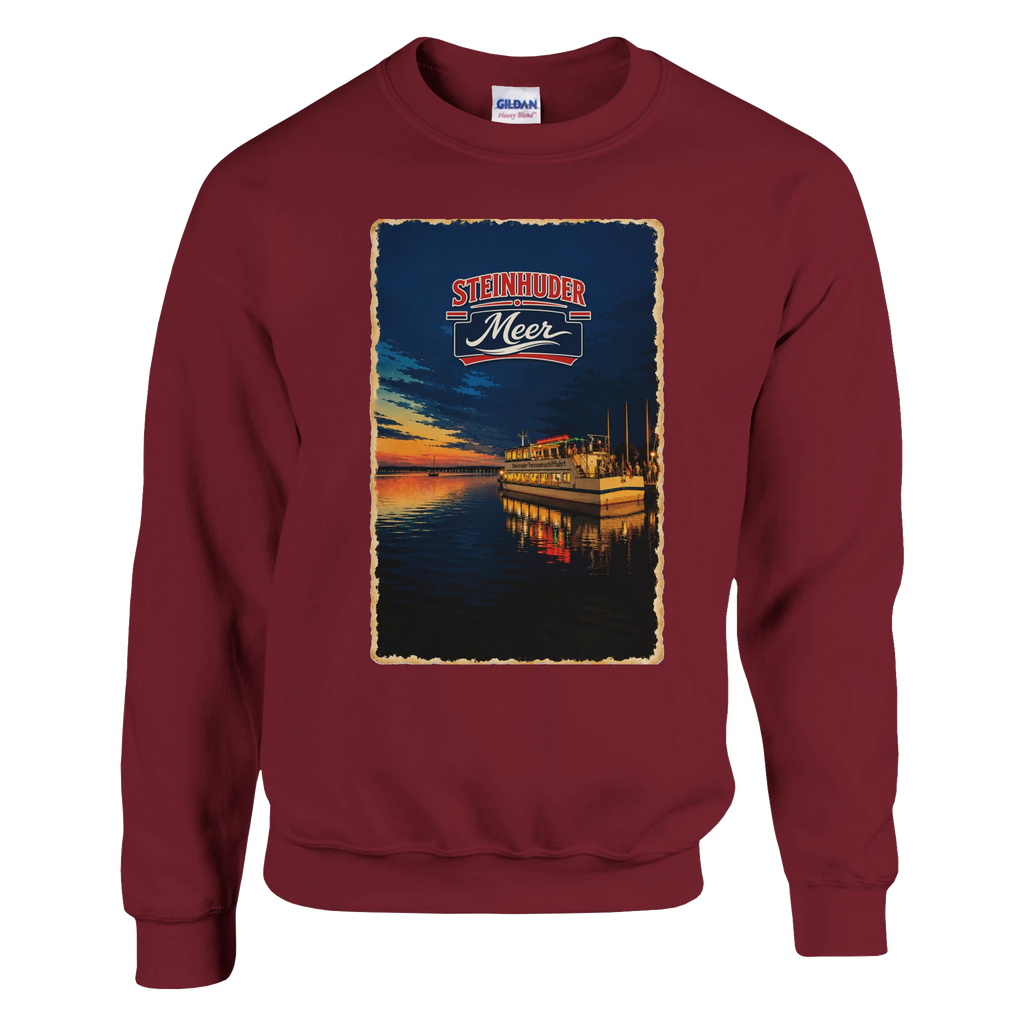 Pullover in Weiß mit Motiv „MS Steinhude Abendstimmung“