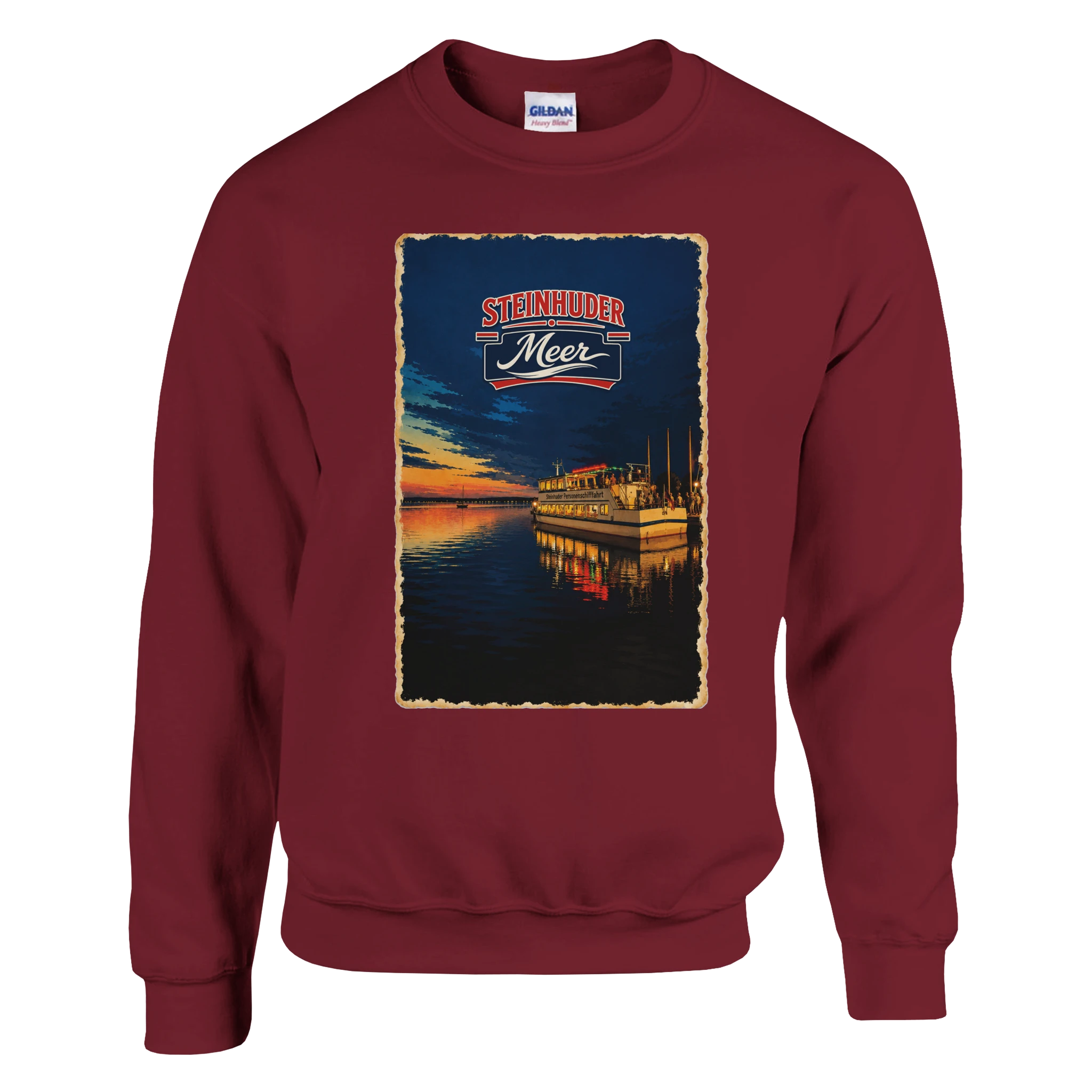 Pullover in Weiß mit Motiv „MS Steinhude Abendstimmung“