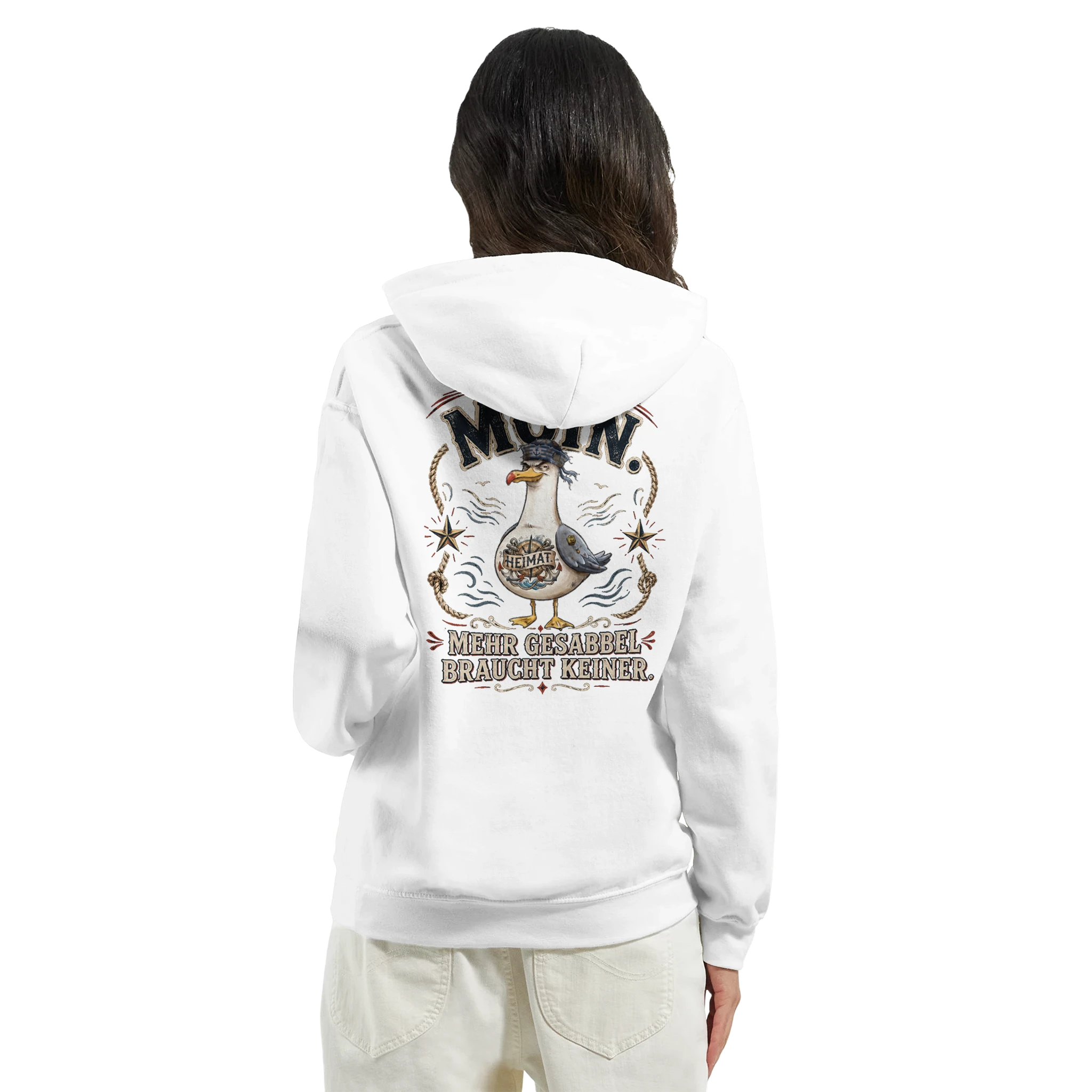 Hoodie in Hellrosa mit Motiv „Mehr Gesabbel braucht keiner“