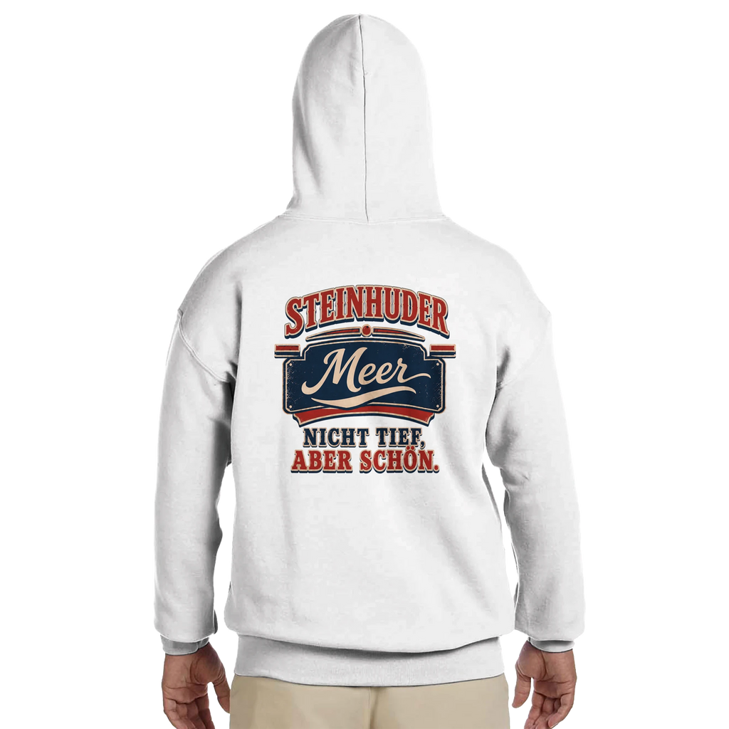 Hoodie in Sand mit Motiv „Nicht tief, aber schön – HeimatLiebe“