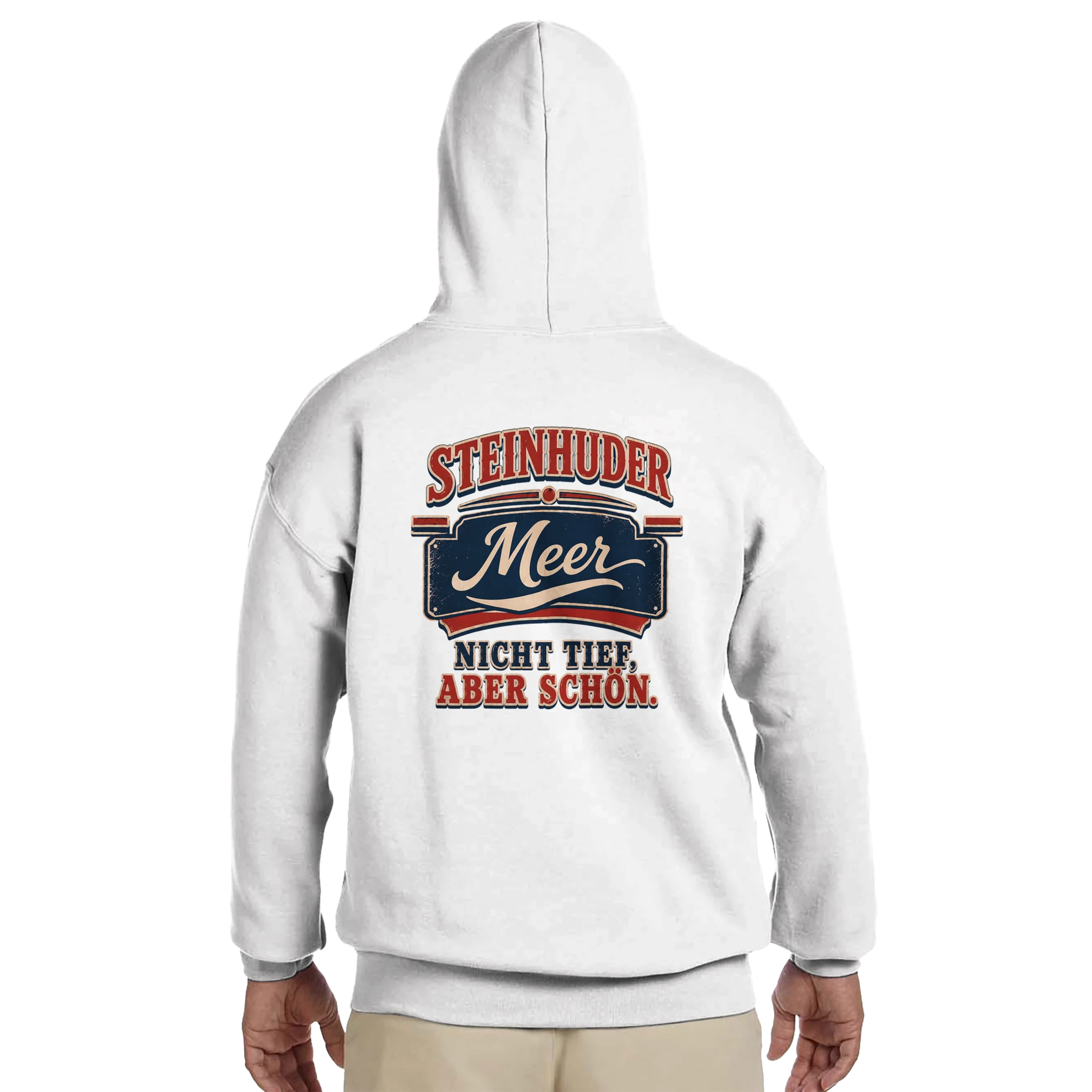 Hoodie in Sand mit Motiv „Nicht tief, aber schön – HeimatLiebe“