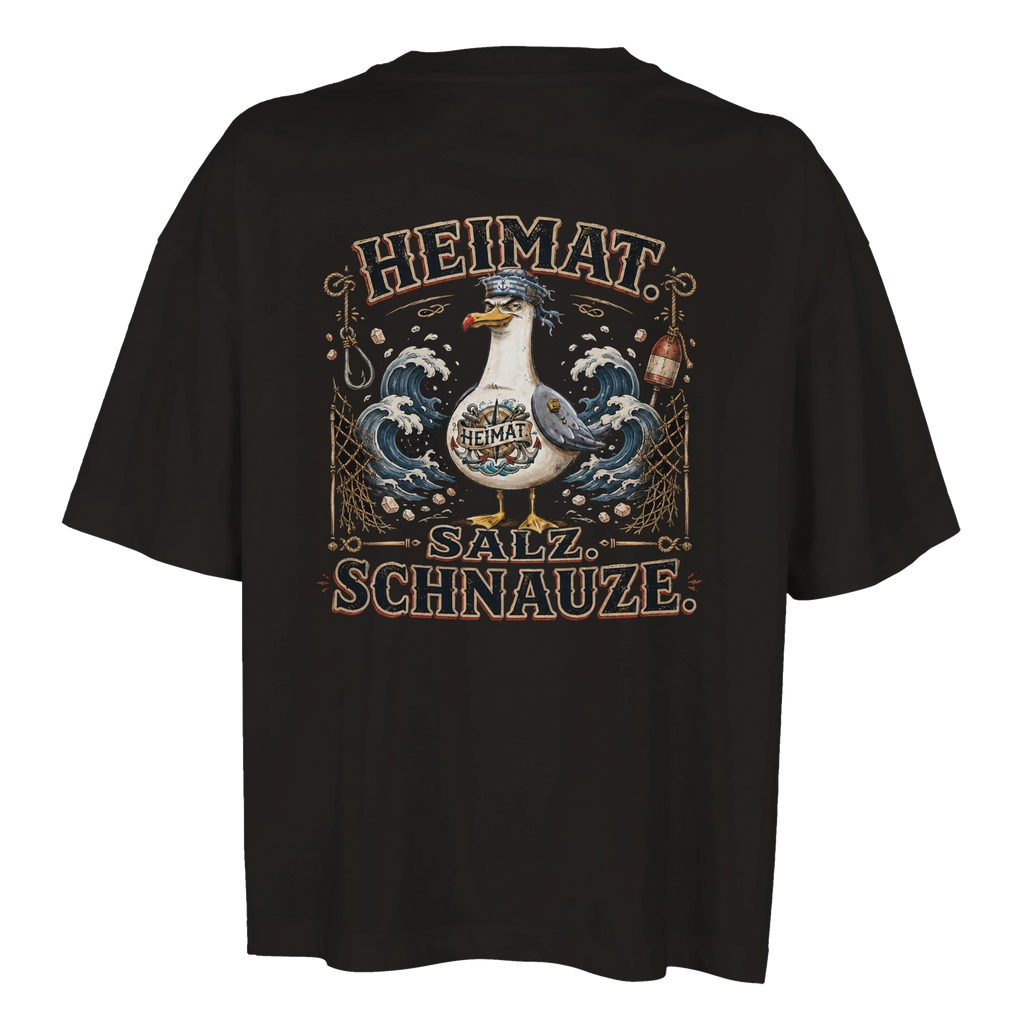 Damen-T-Shirt in Weiß mit Motiv „Heimat Salz Schnauze“
