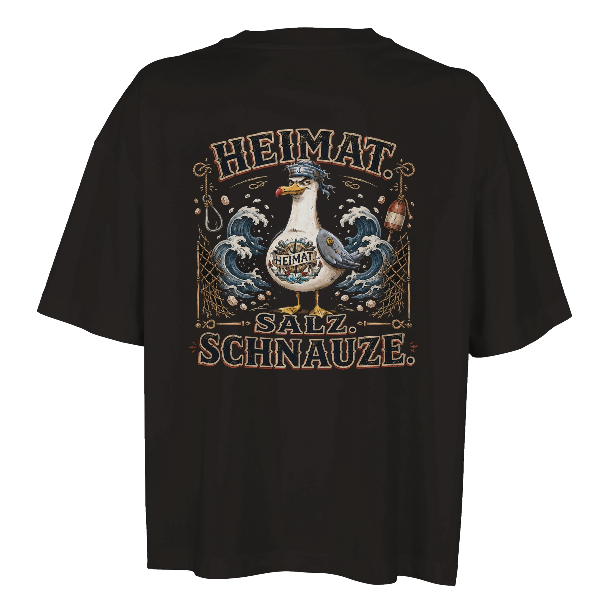 Damen-T-Shirt in Weiß mit Motiv „Heimat Salz Schnauze“
