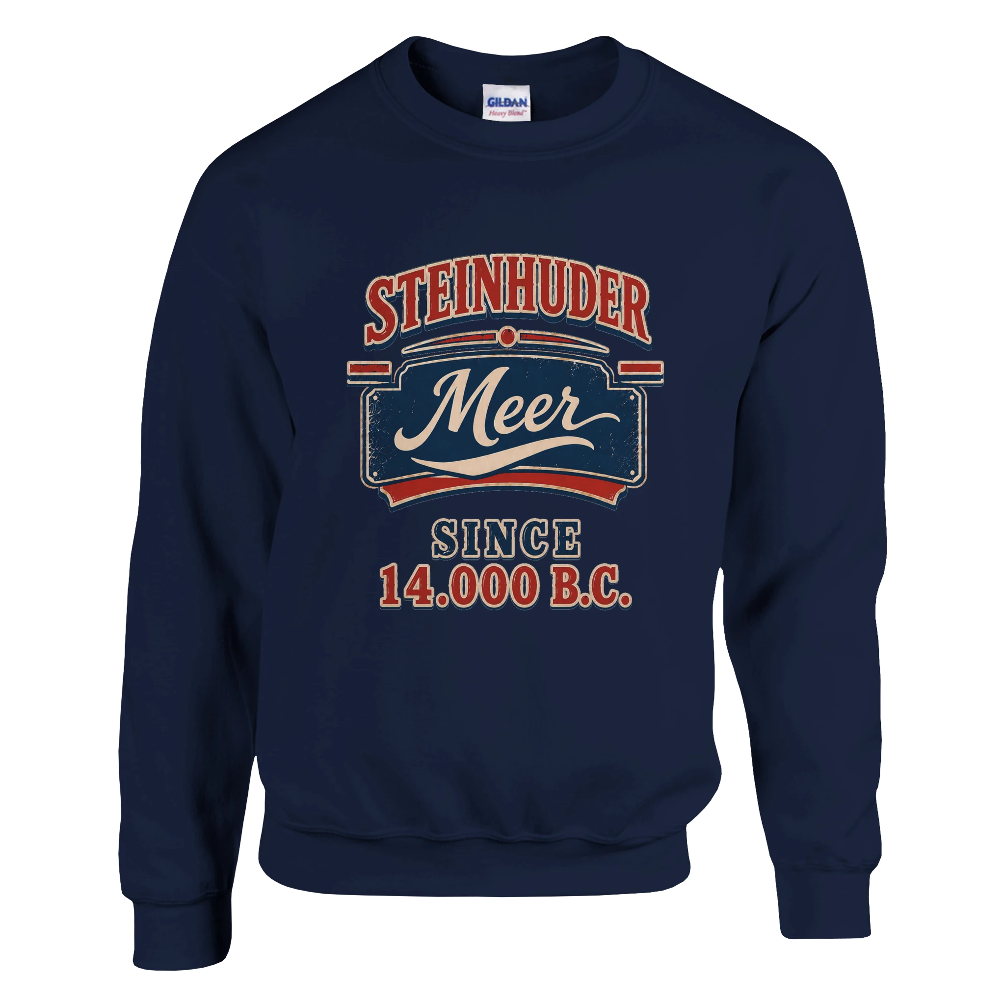 Pullover in Aschgrau mit Motiv „Since 14.000 B.C.“