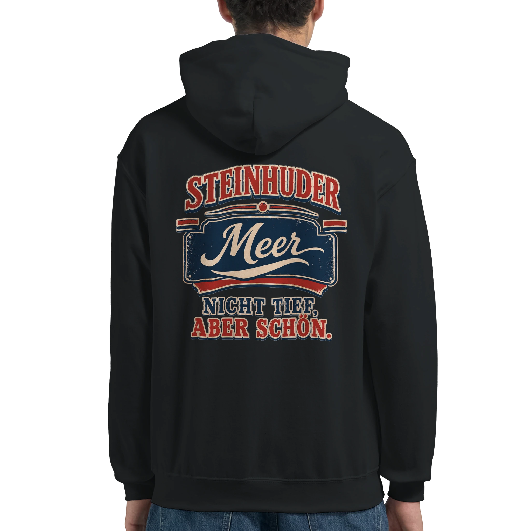 Hoodie in Weiß mit Motiv „Nicht tief, aber schön – HeimatLiebe“
