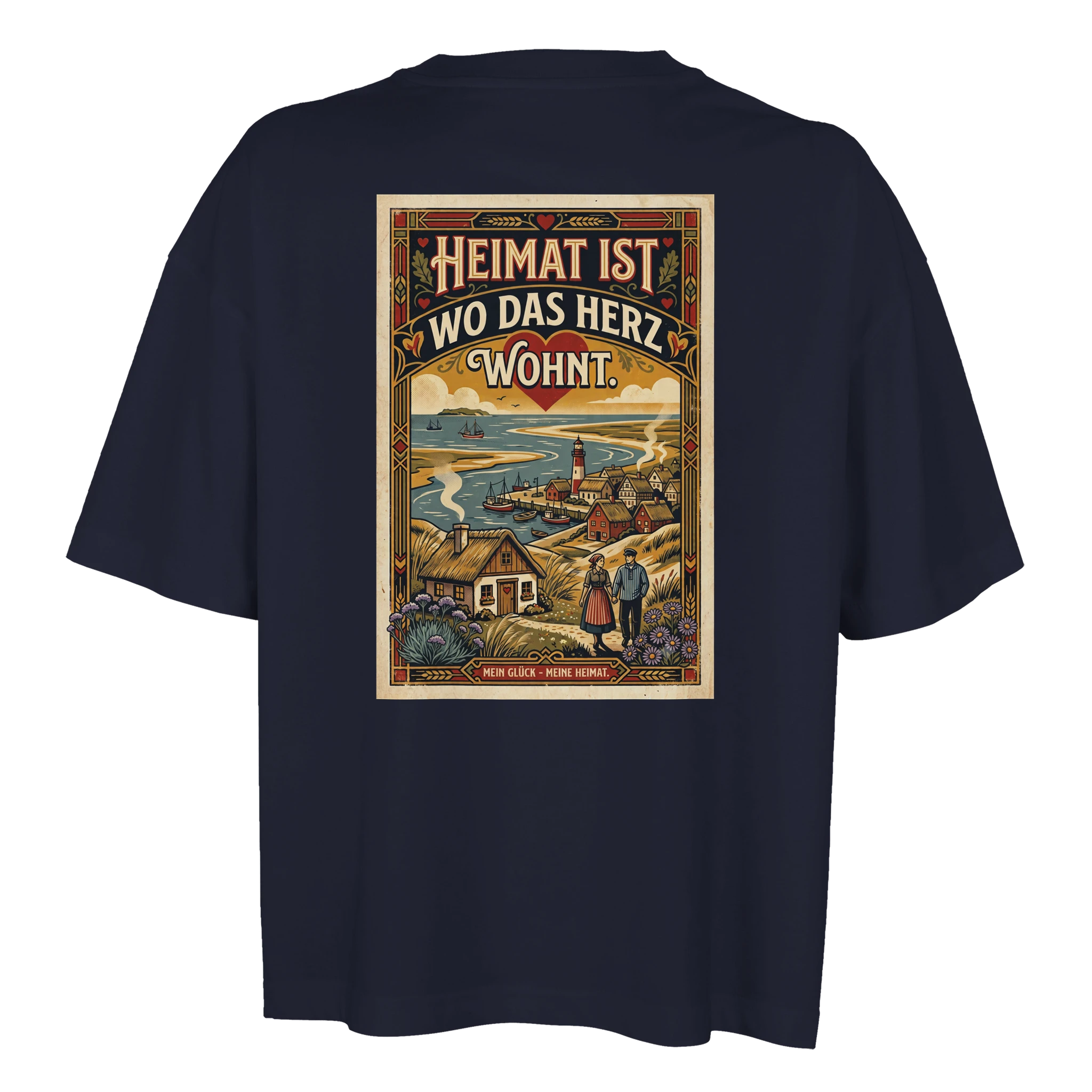 Damen-T-Shirt in Weiß mit Motiv „Heimat ist, wo das Herz wohnt“