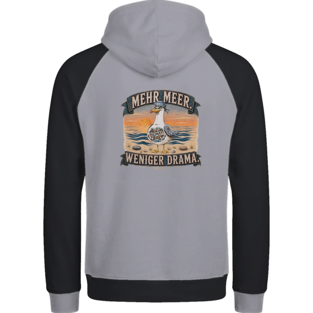 Hoodie in Ton mit Motiv „Mehr Meer. Weniger Drama.“