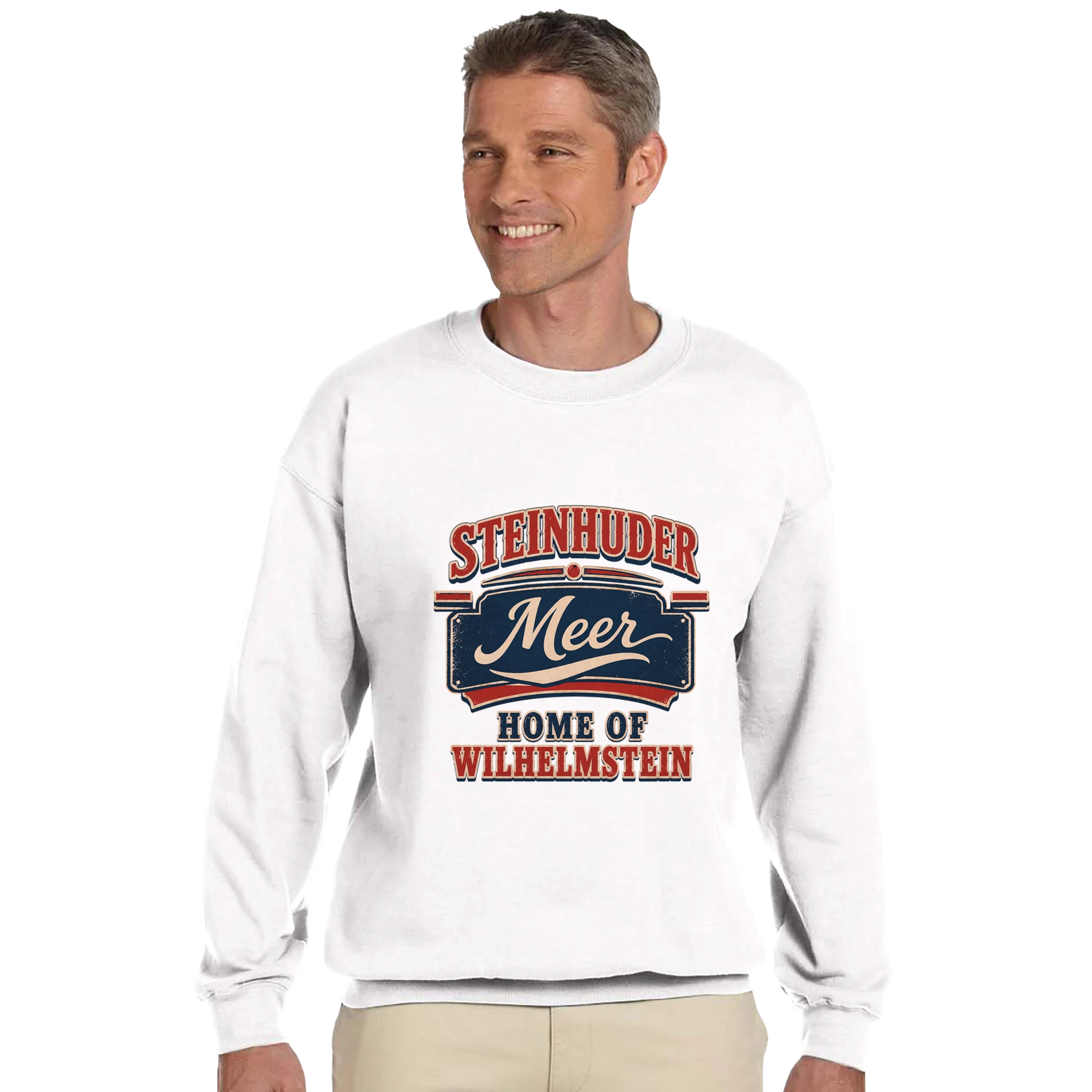 Pullover in Aschgrau mit Motiv „Home of Wilhelmstein“
