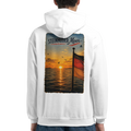 Hoodie in Weiß mit Motiv „Flagge und Sunset“