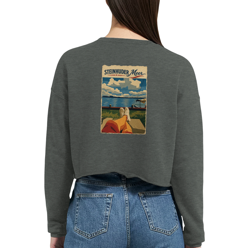 Damen-Pullover in Staubblau mit Motiv „Chillout“