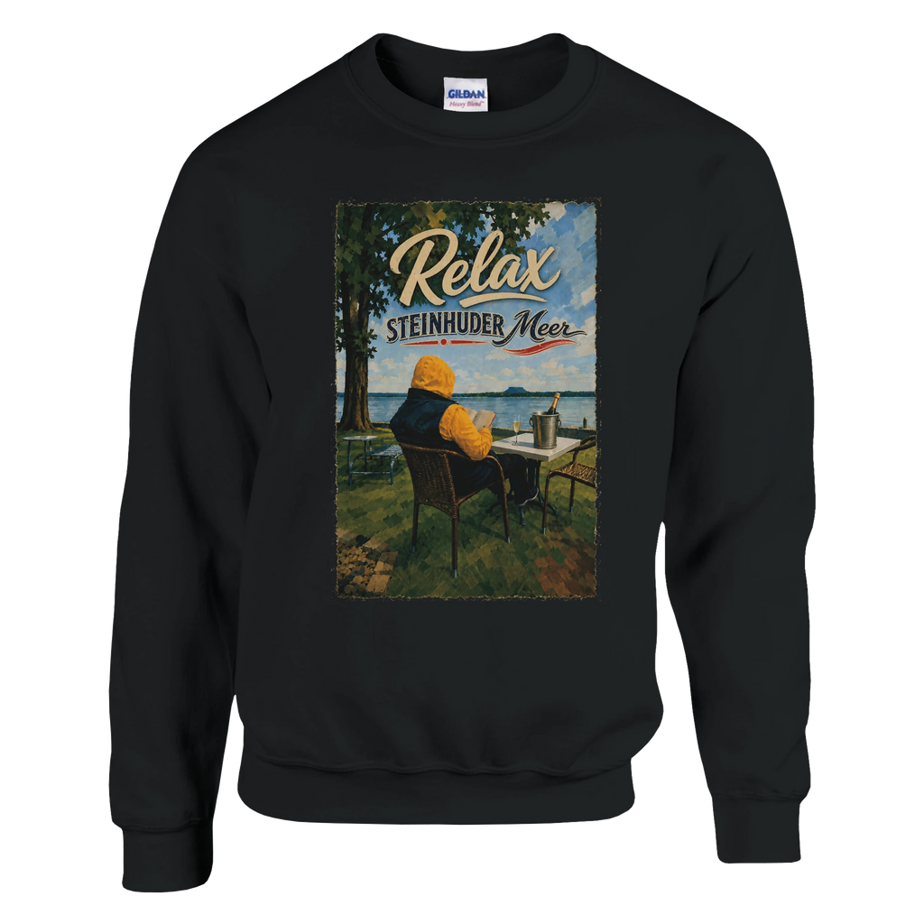 Pullover in Weiß mit Motiv „Relax und Champagner“