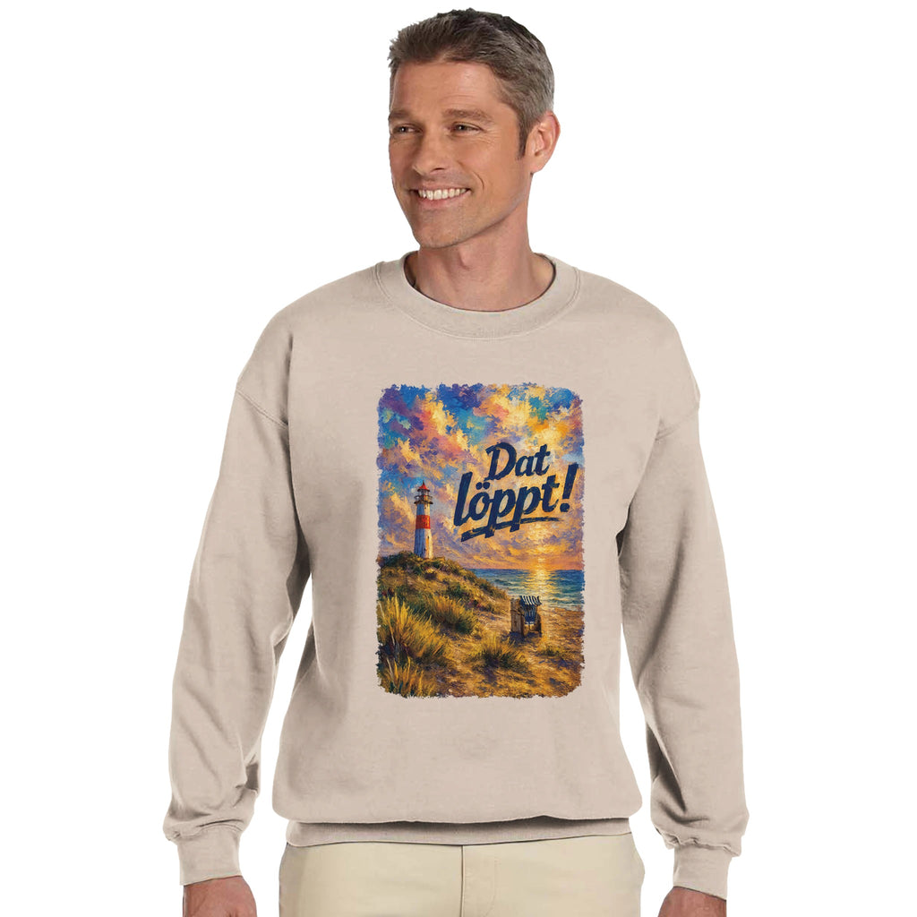 Pullover in Hellrosa mit Motiv „Dat Löppt! Typisch Norddeutsch“