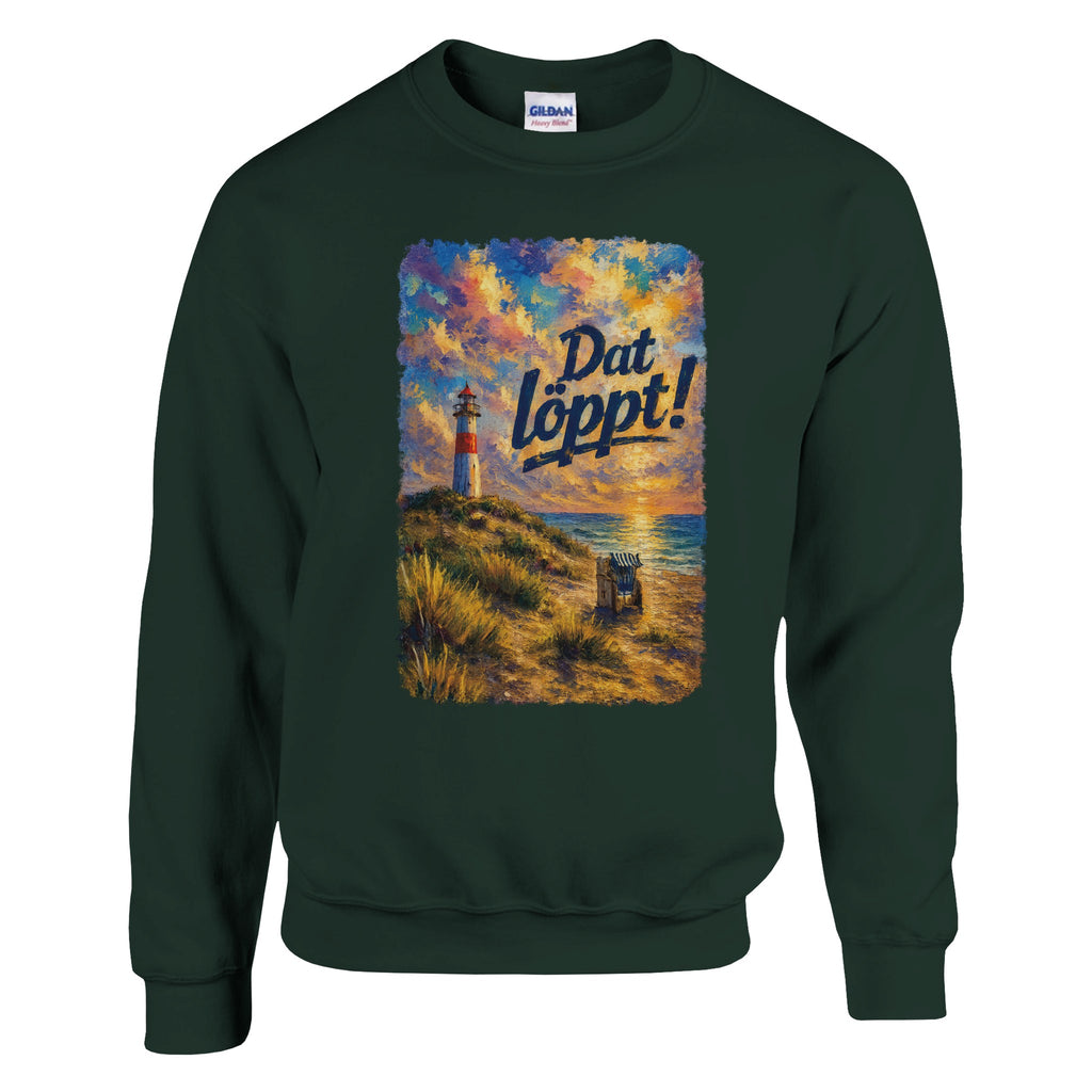 Pullover in Weiß mit Motiv „Dat Löppt! Typisch Norddeutsch“