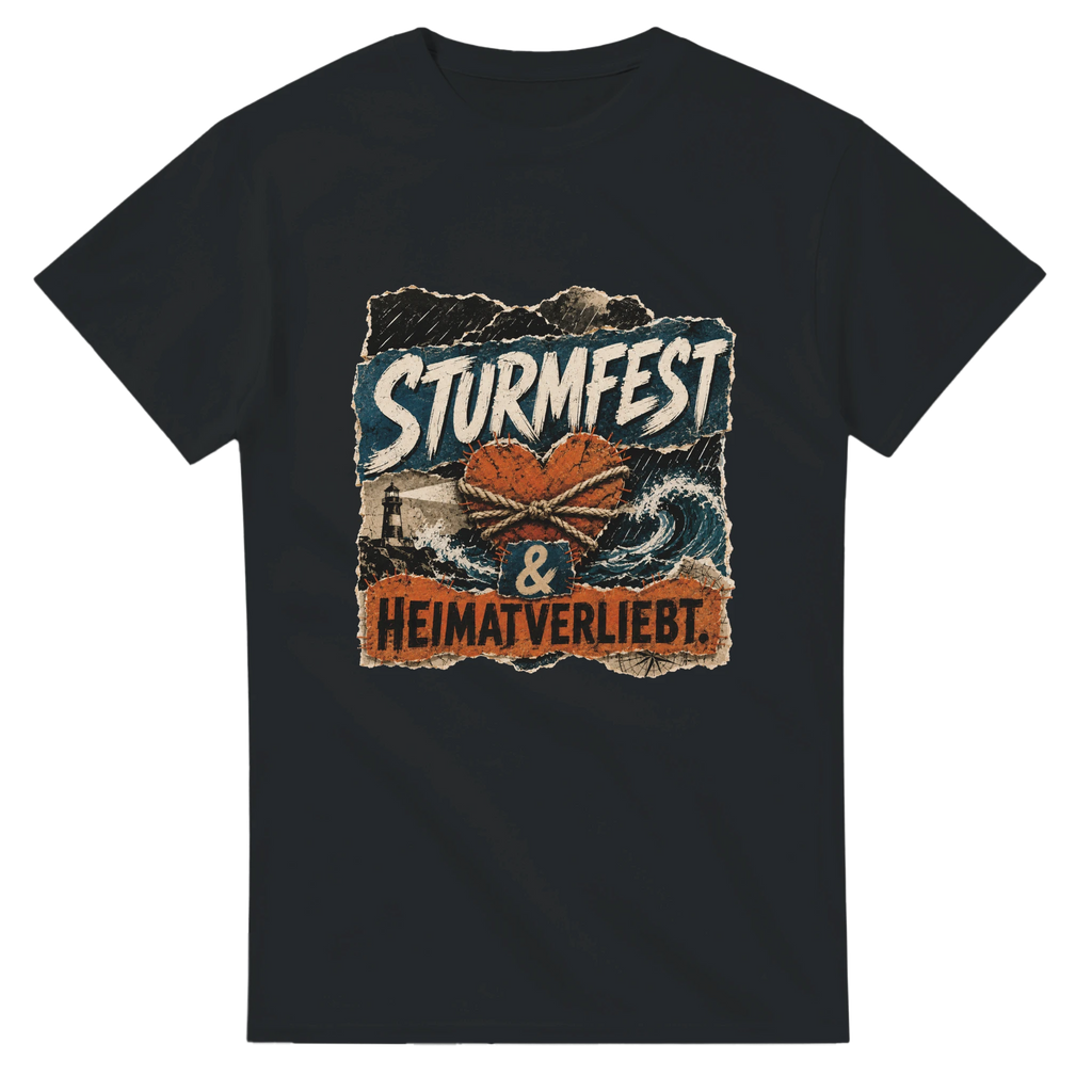 T-Shirt in Weiß mit Motiv „Sturmfest & Heimatverliebt.“