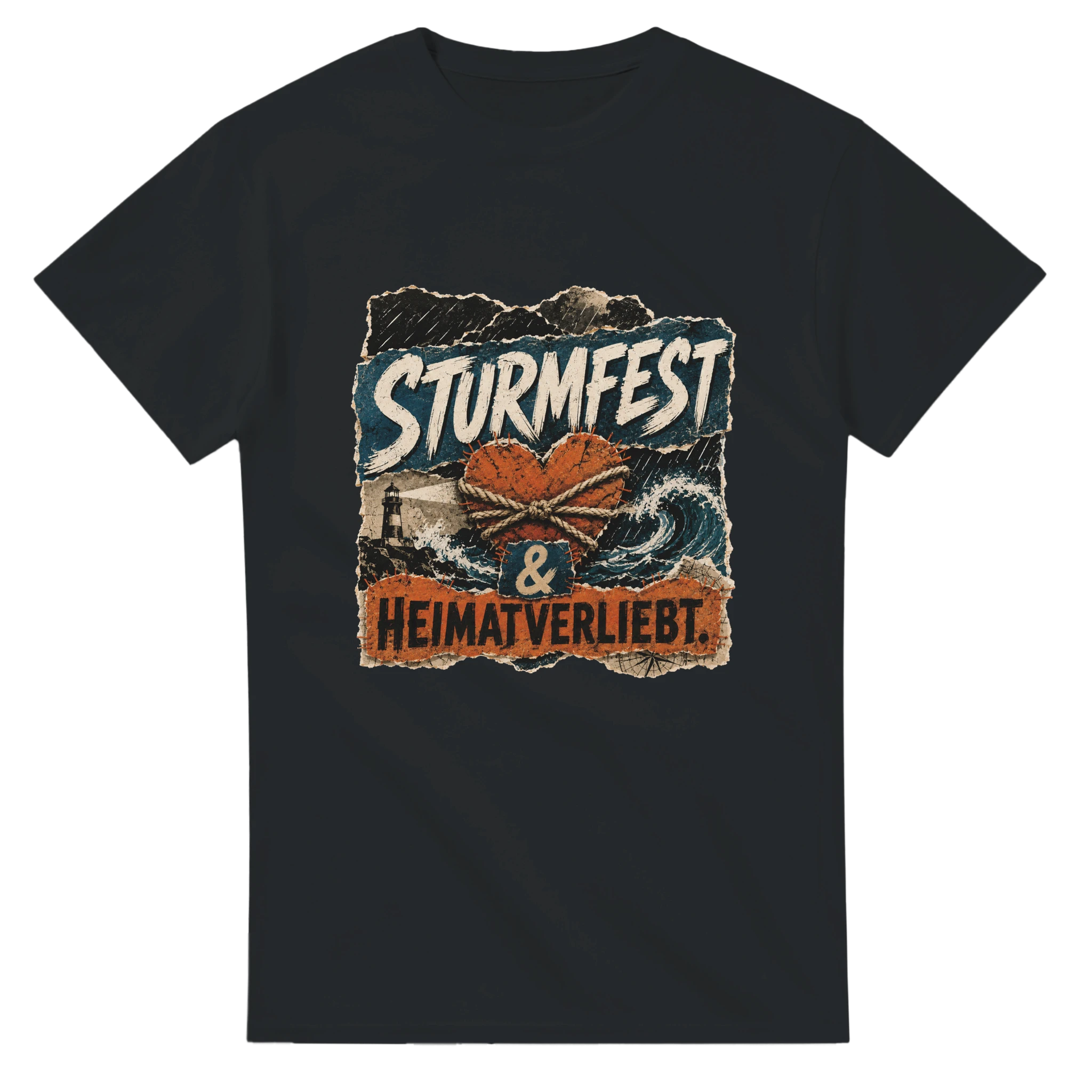 T-Shirt in Weiß mit Motiv „Sturmfest & Heimatverliebt.“