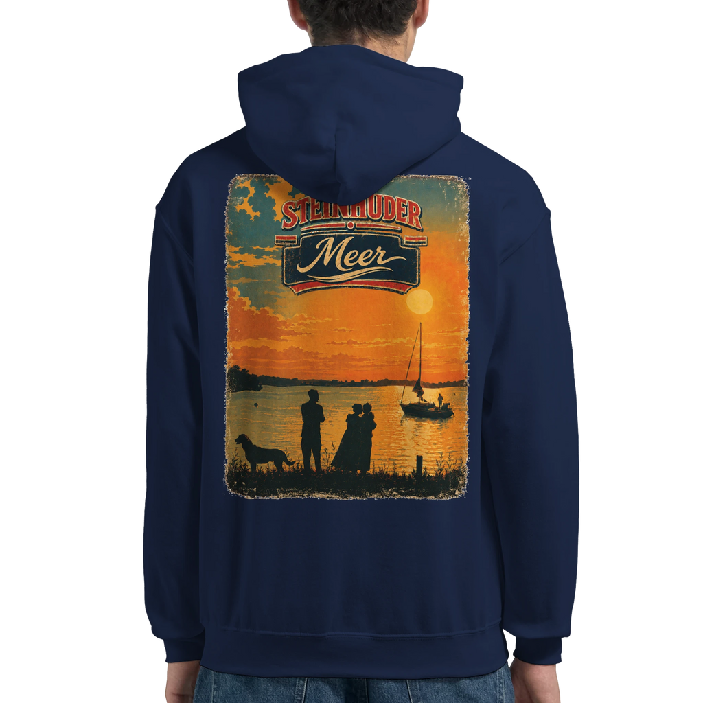 Hoodie in Weiß mit Motiv „Familie beim Sunset“