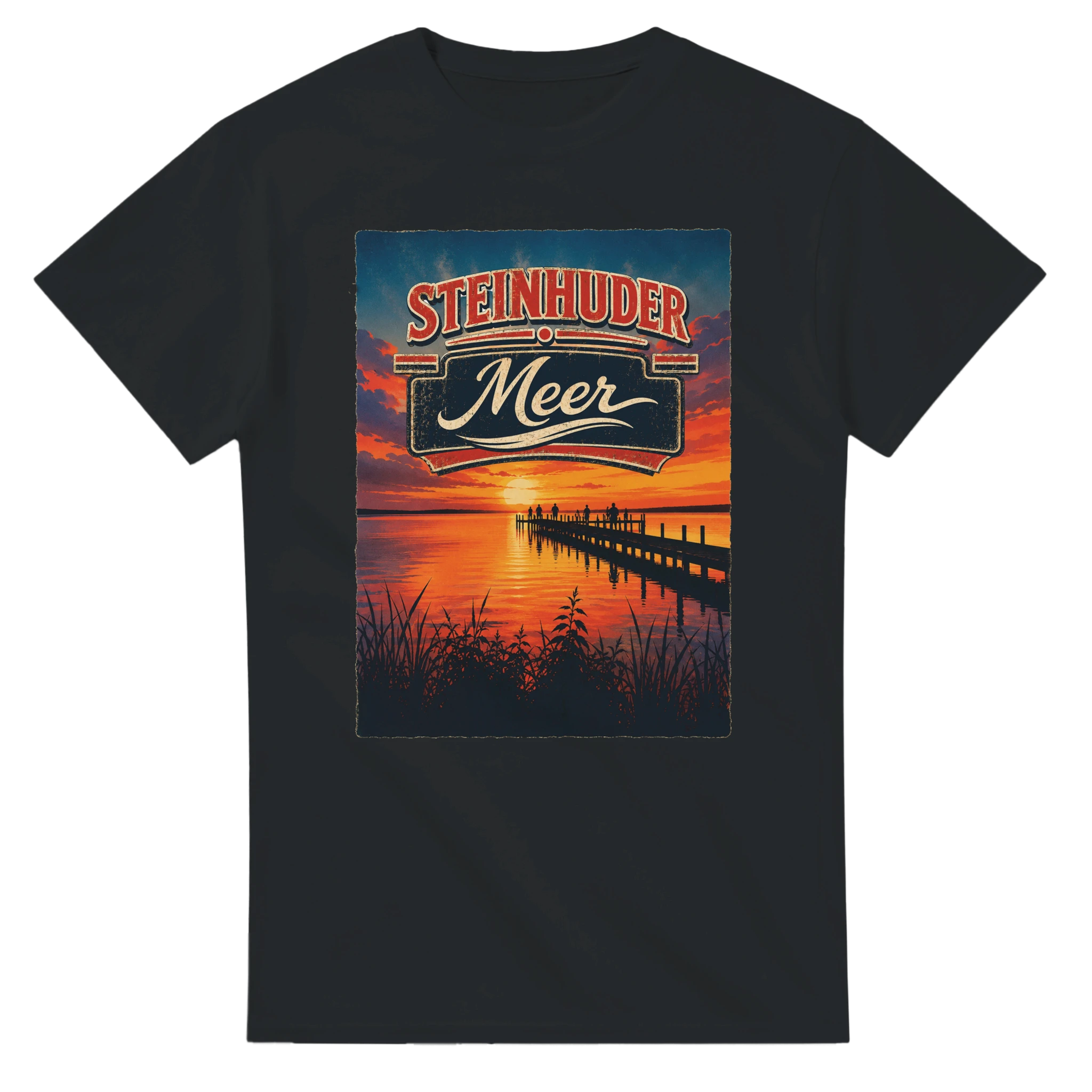 T-Shirt in Natur mit Motiv „Sunset Ratskeller Steg am Steinhuder Meer“