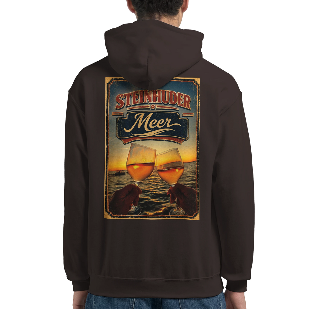 Hoodie in Aschgrau mit Motiv „Stößchen bei Sunset“