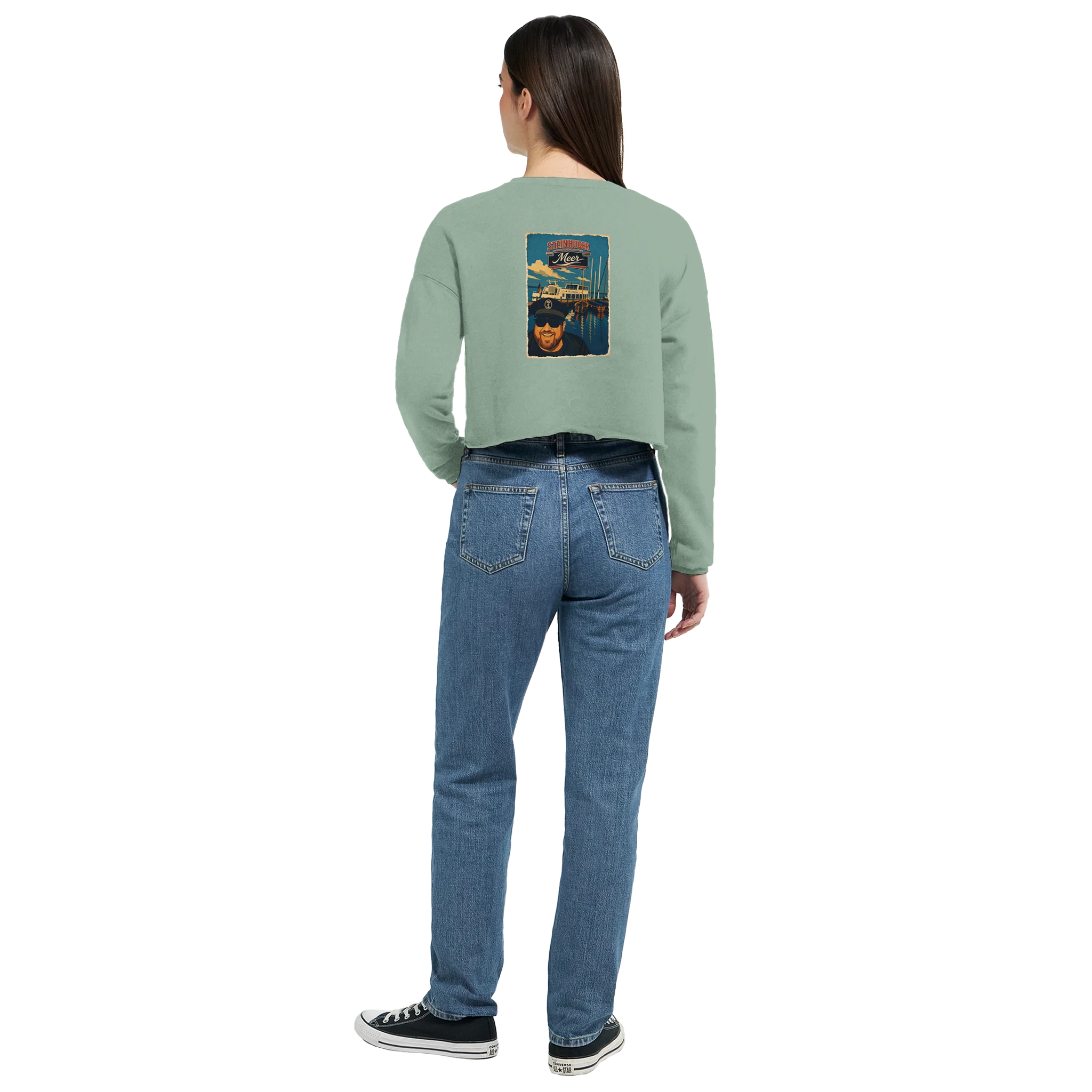 Damen-Pullover in Mauve mit Motiv „Kapitän an Bord“