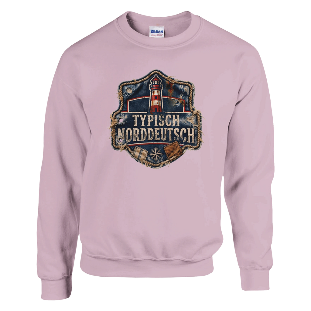 Pullover in Weiß mit Motiv „Typisch Norddeutsch“