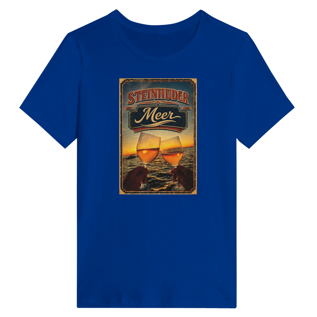 Damen-T-Shirt in Zitronengelb mit Motiv „Stößchen bei Sunset“