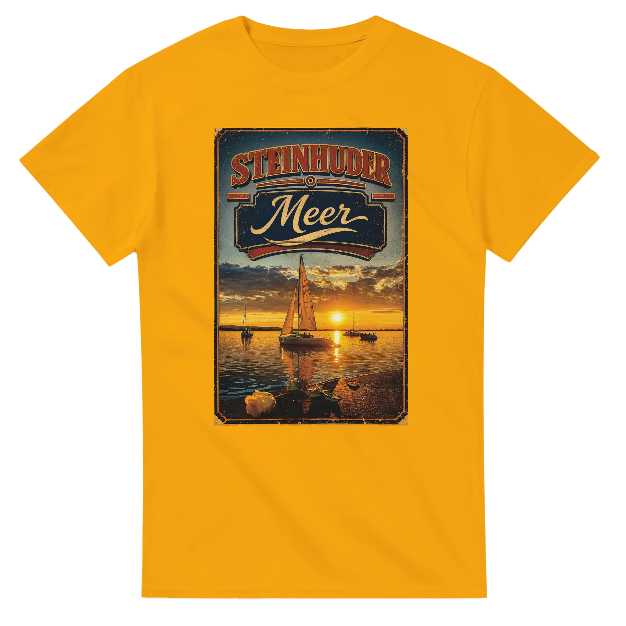 T-Shirt in Weiß mit Motiv „White Night am Wilhelmstein mit Sonnenuntergang“