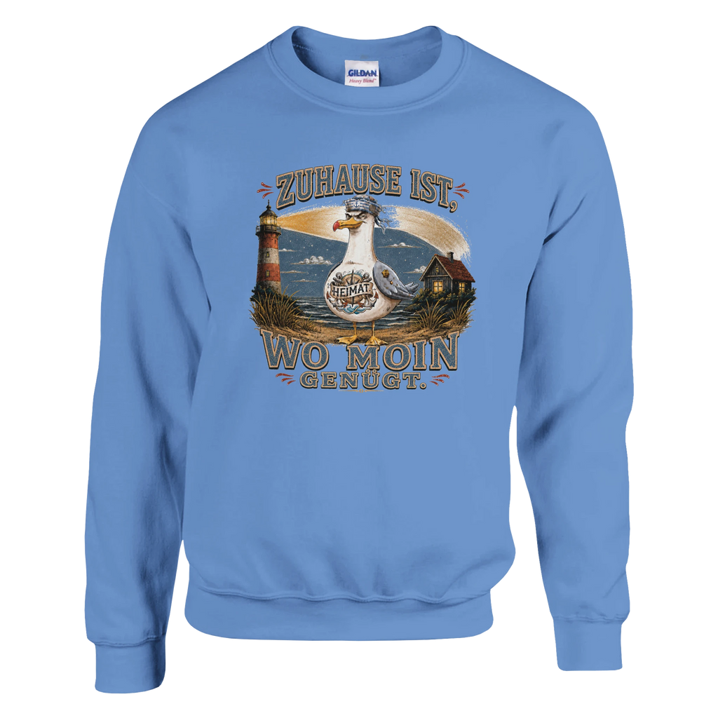 Pullover in Weiß mit Motiv „Zuhause ist, wo Moin genügt. Möwe“