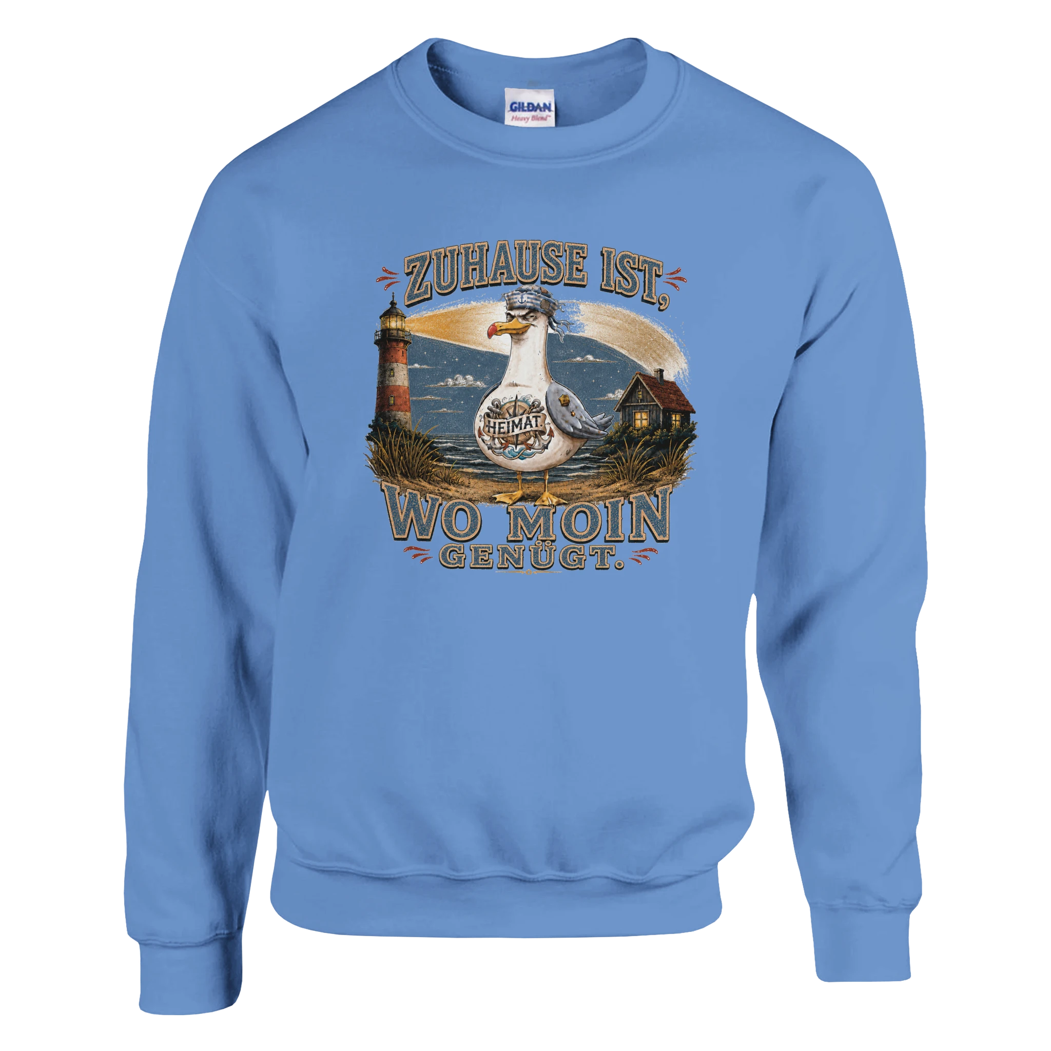 Pullover in Weiß mit Motiv „Zuhause ist, wo Moin genügt. Möwe“