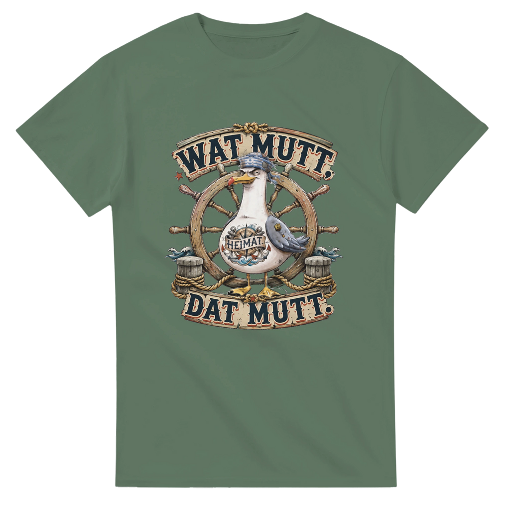 T-Shirt in Natur mit Motiv „Wat Mutt, Dat Mutt. Möwe“