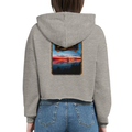 Damen-Hoodie in Pfirsich mit Motiv „Sunset mit Segler am Wilhelmstein – Steinhuder Meer“