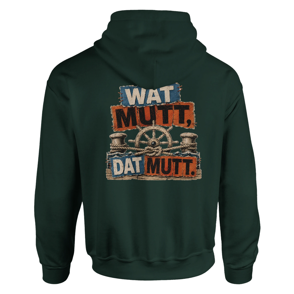 Hoodie in Weiß mit Motiv „Wat Mutt, Dat Mutt.“
