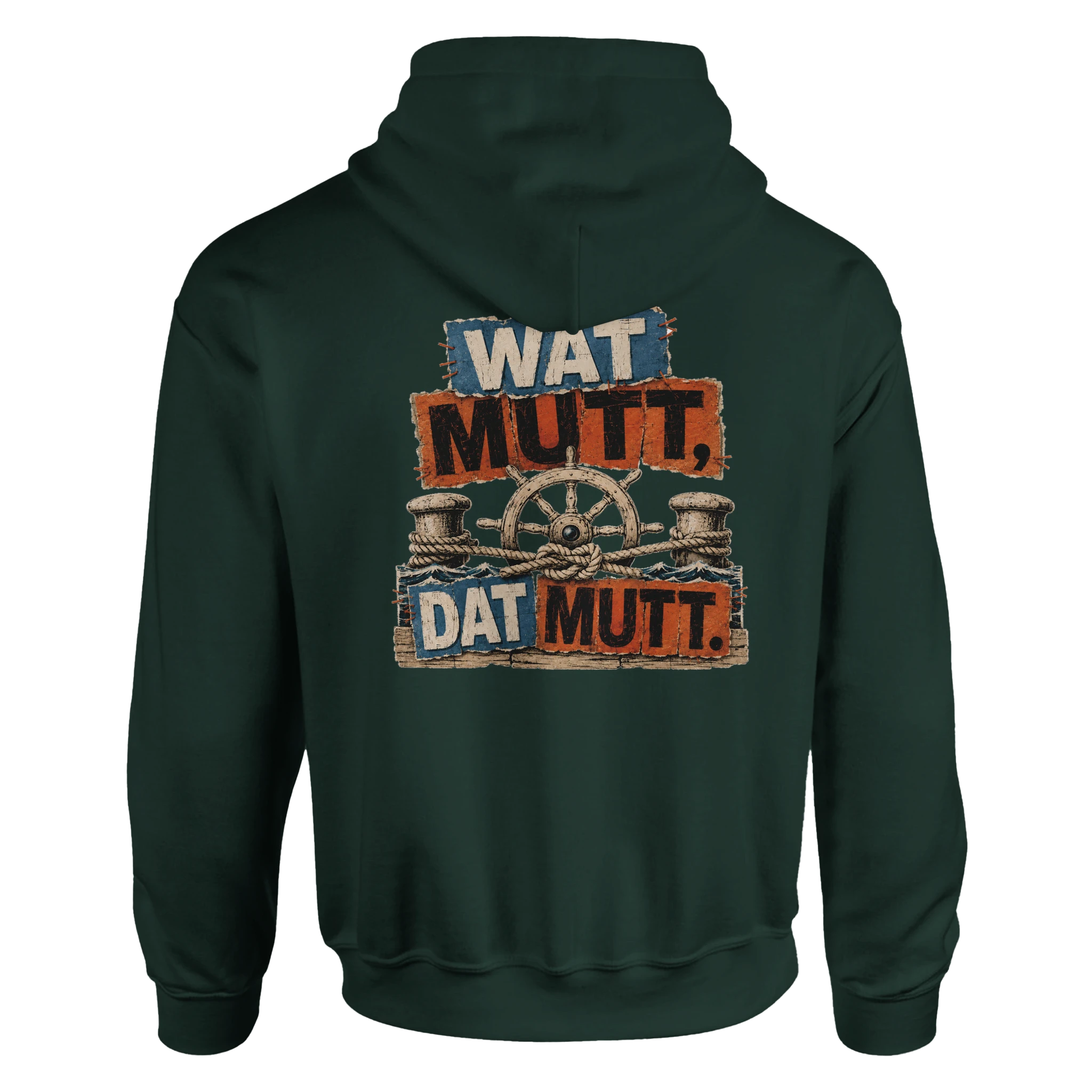 Hoodie in Weiß mit Motiv „Wat Mutt, Dat Mutt.“