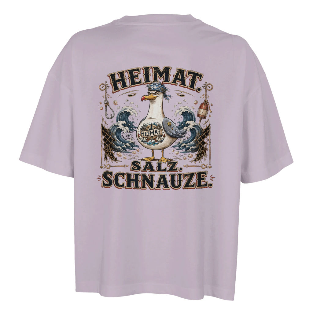 Damen-T-Shirt in Weiß mit Motiv „Heimat Salz Schnauze“