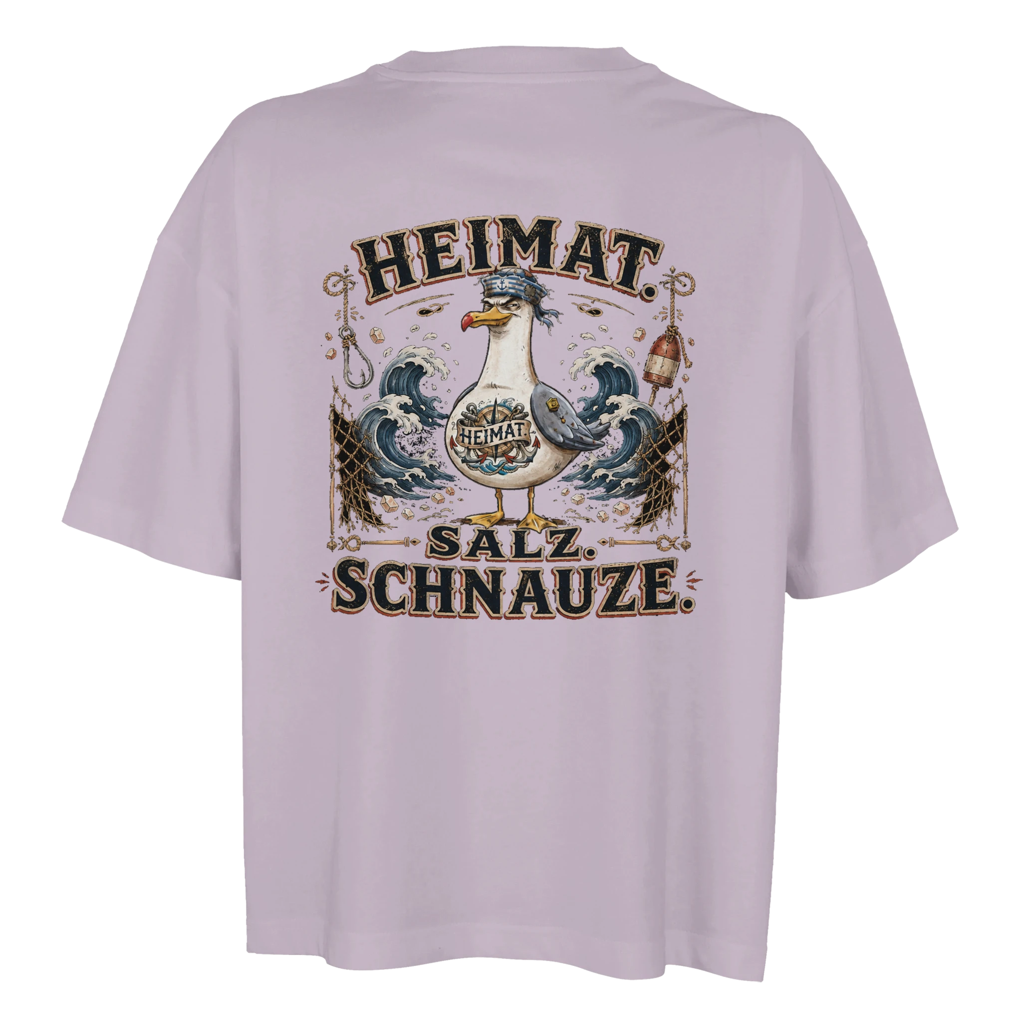 Damen-T-Shirt in Weiß mit Motiv „Heimat Salz Schnauze“