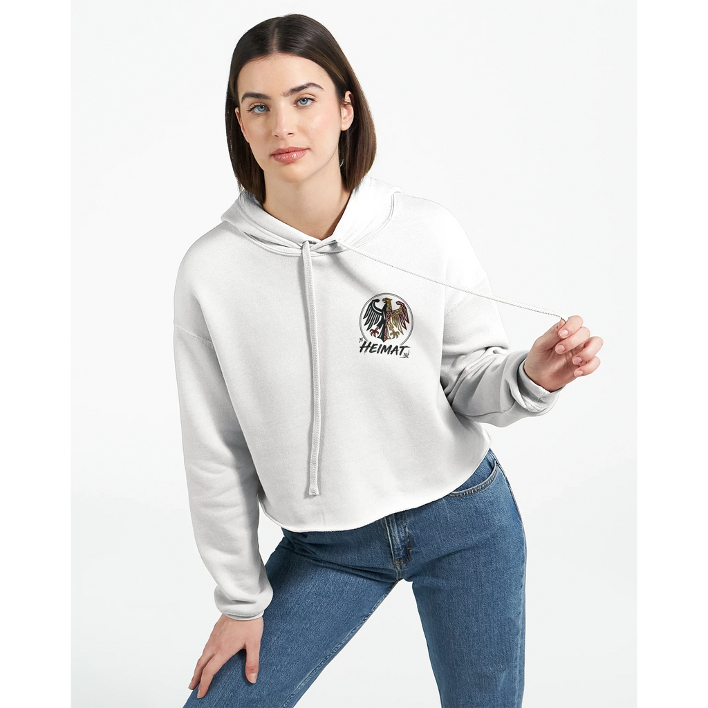 Damen-Hoodie in Pfirsich mit Motiv „Aalbrötchen“