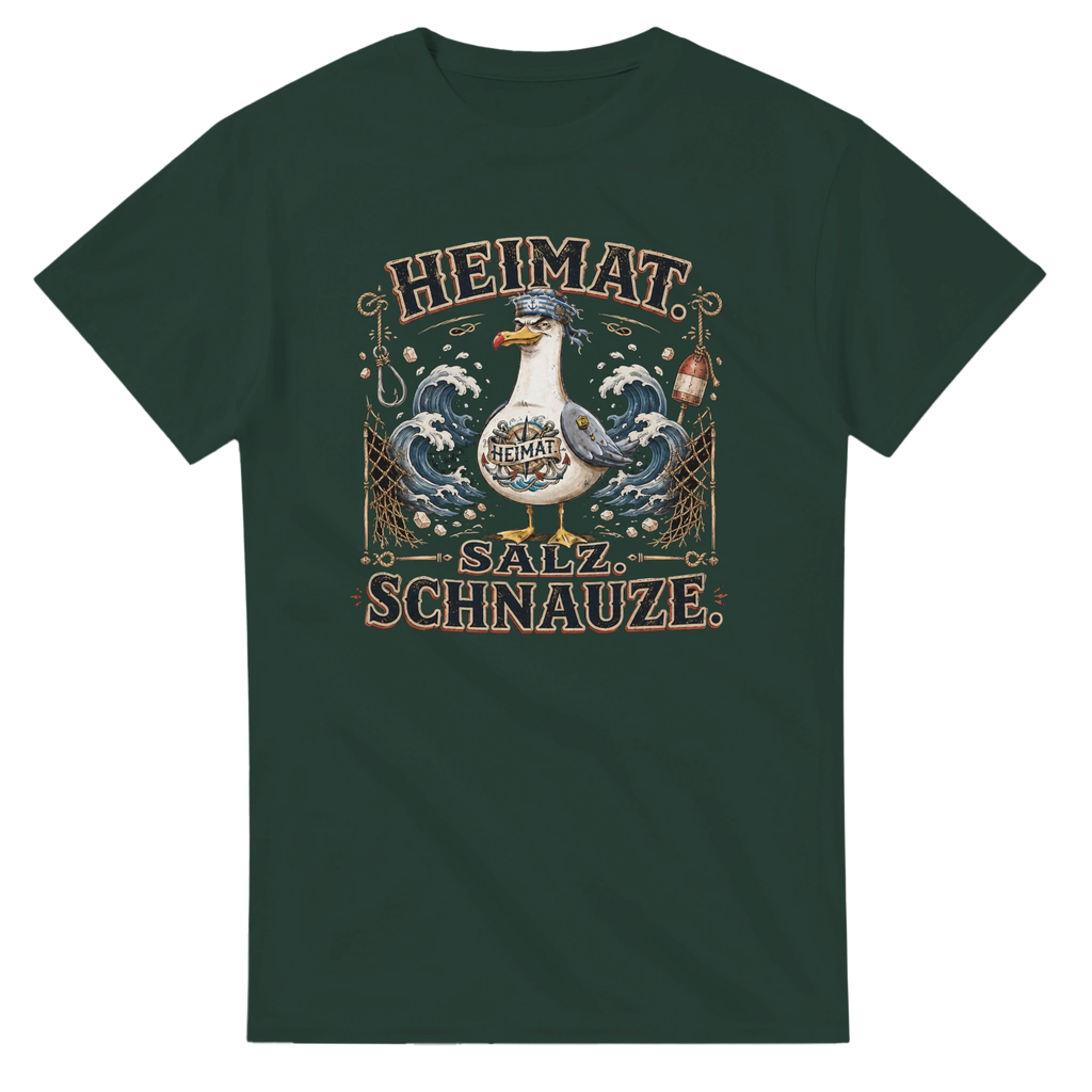 T-Shirt in Weiß mit Motiv „Heimat Salz Schnauze Möwe“