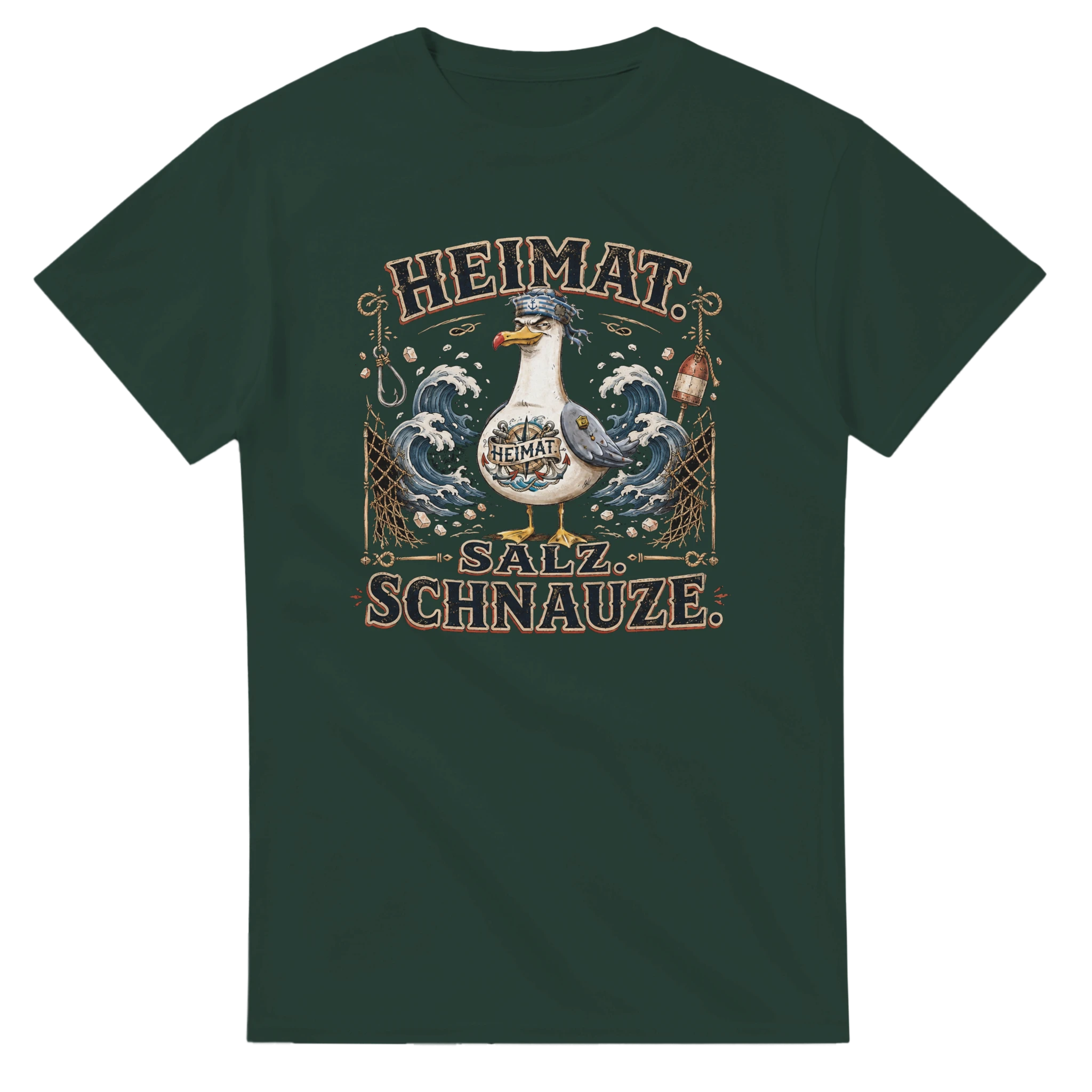 T-Shirt in Weiß mit Motiv „Heimat Salz Schnauze Möwe“