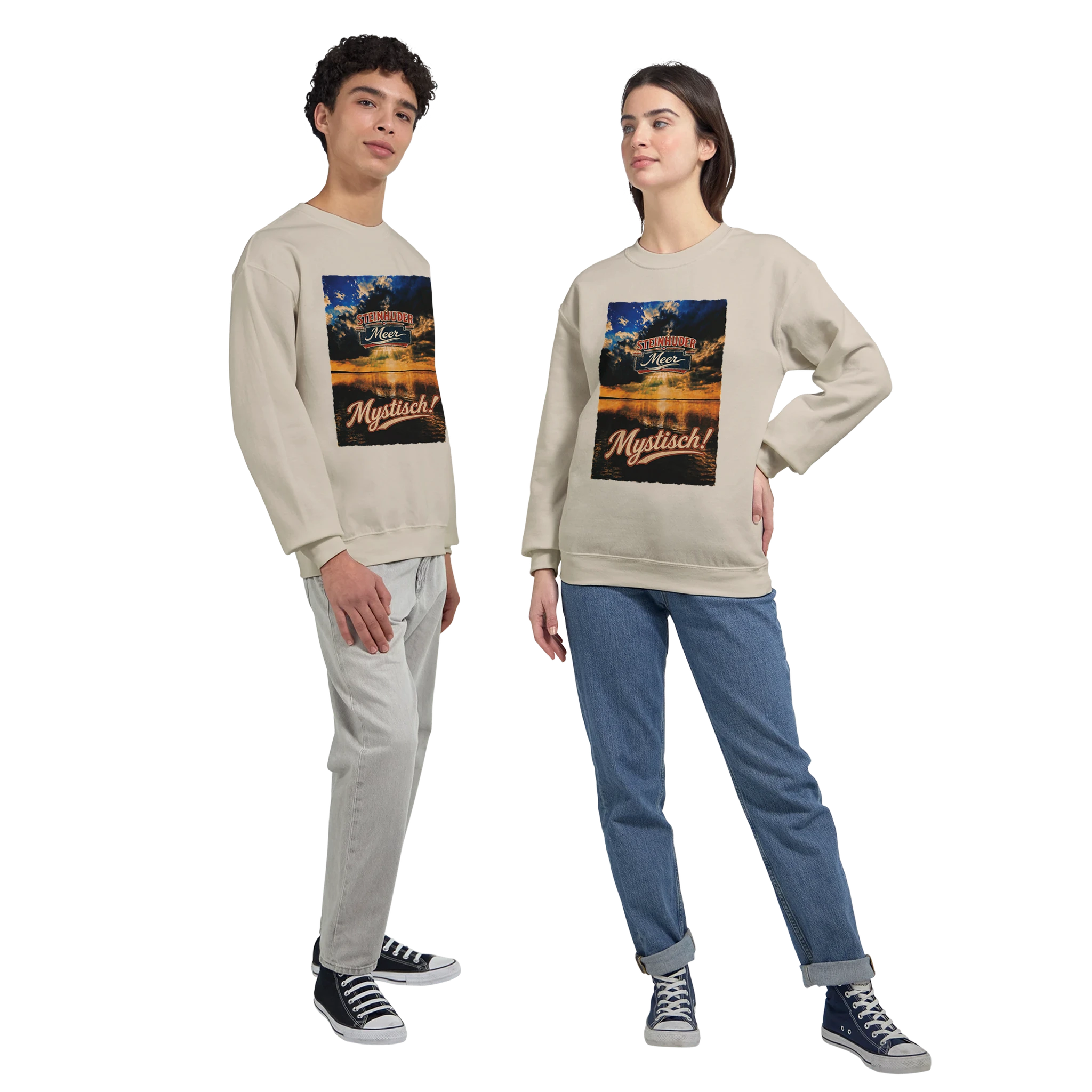 Pullover in Aschgrau mit Motiv „Mystisch“